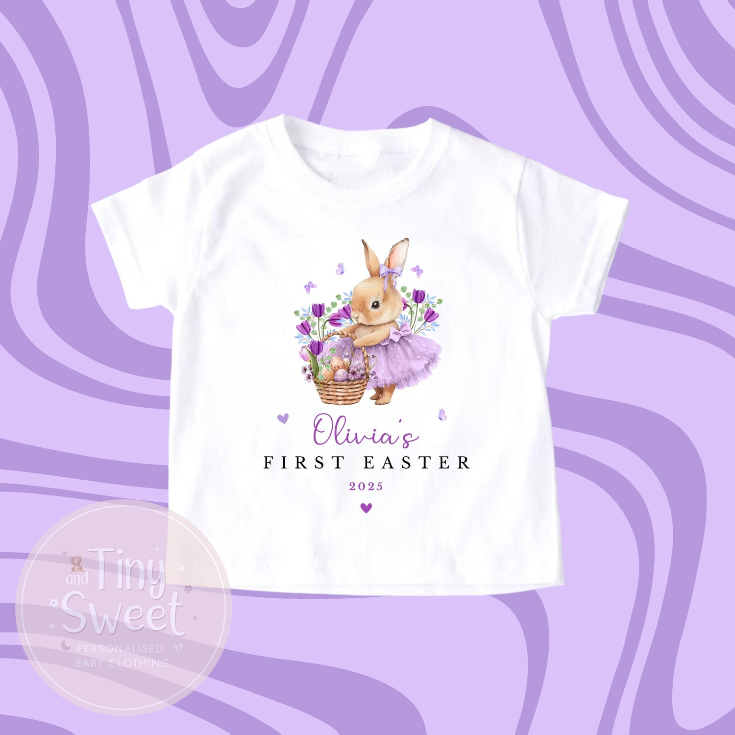 Purple First Easter Ballerina Bunny Personalised Sleepsuit
