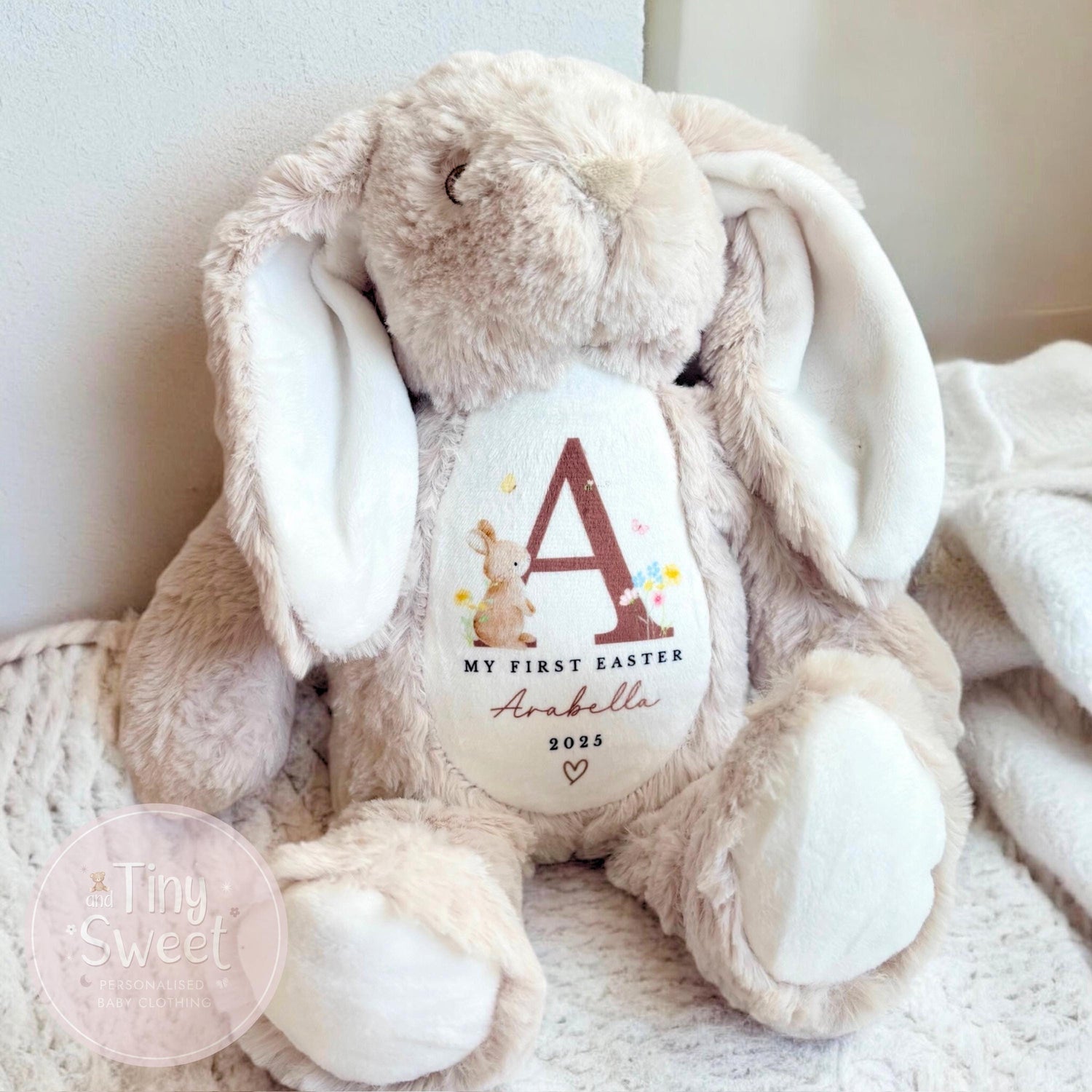 My First Easter Gift, 1st Easter Gift, Easter Bunny Toy, Personalised Easter Bunny, Soft Toy Keepsake, Name Bunny, Grandson Gift