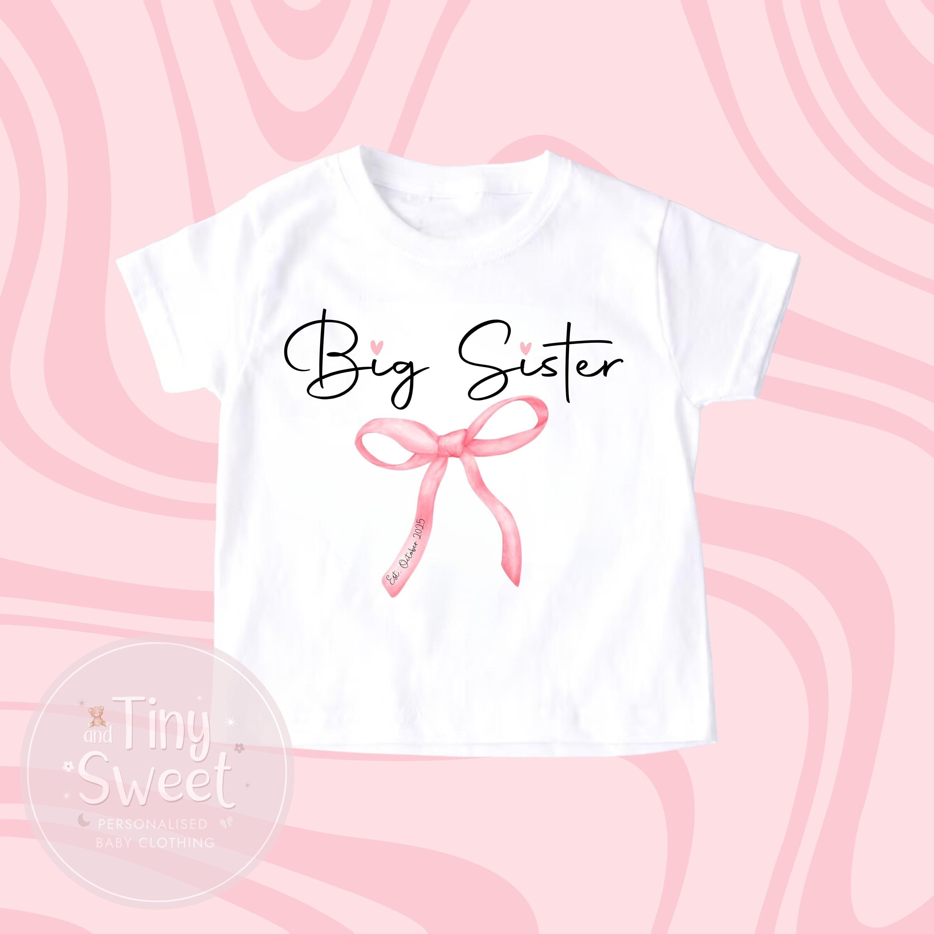 Big Sister TShirt, Big Sister, Pastel Big Sister T Shirt, Coquette Bow Big Sister Top, Big Sister Gift, Pregnancy Announcement