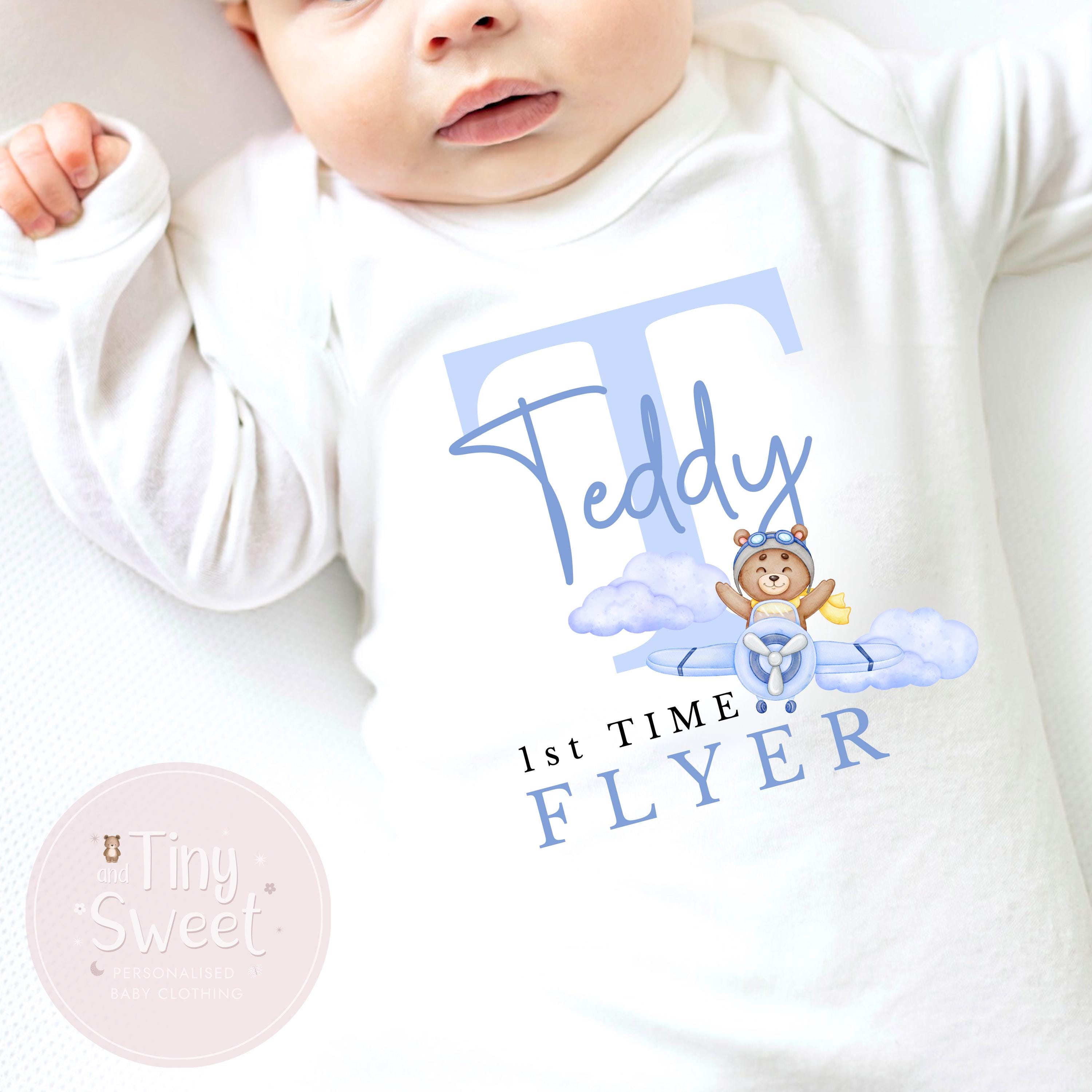 Personalised My First Flight T Shirt, First Time Flyer Bodysuit, 1st Holiday Babygrow, Babies First Holiday, First Time Flyer