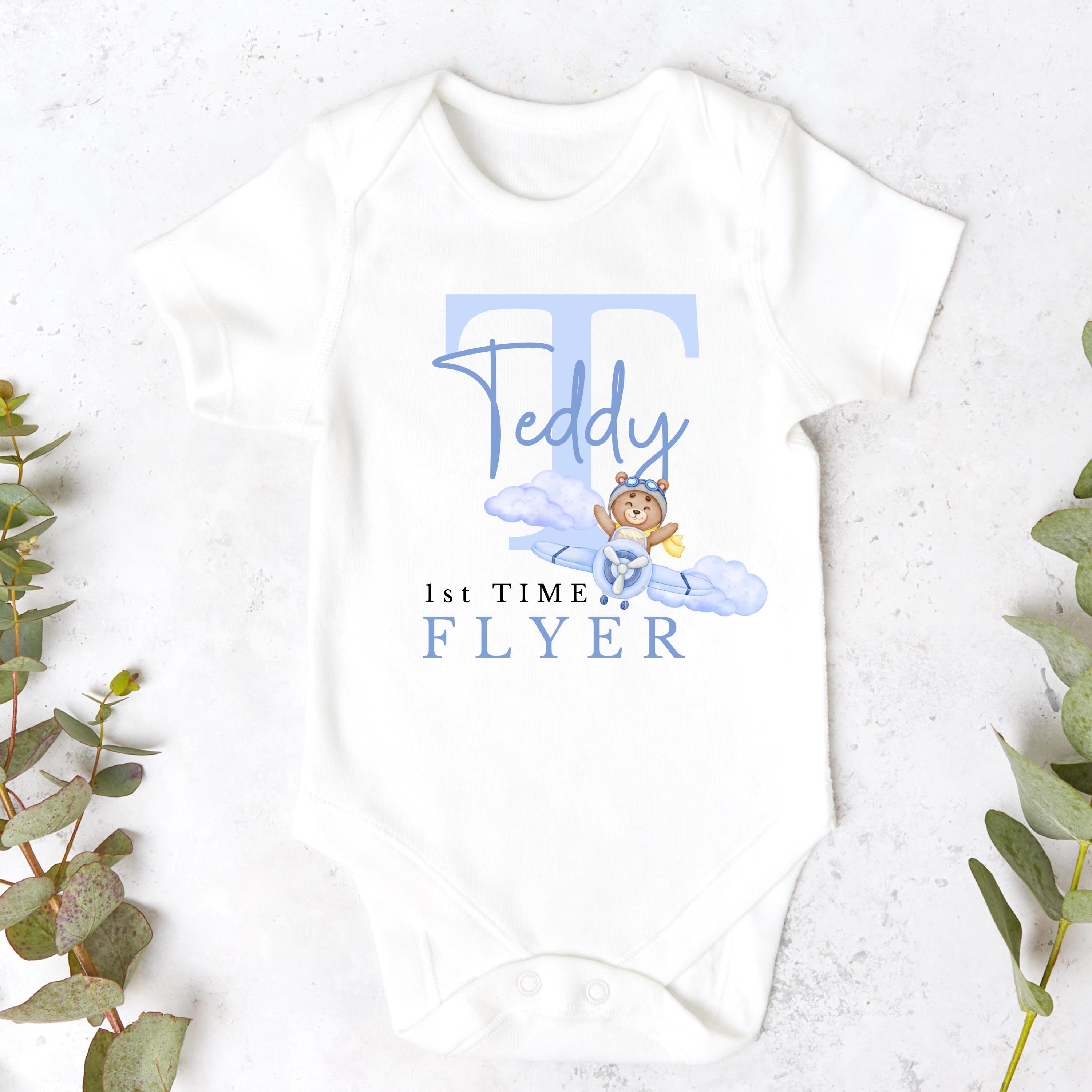Personalised My First Flight T Shirt, First Time Flyer Bodysuit, 1st Holiday Babygrow, Babies First Holiday, First Time Flyer