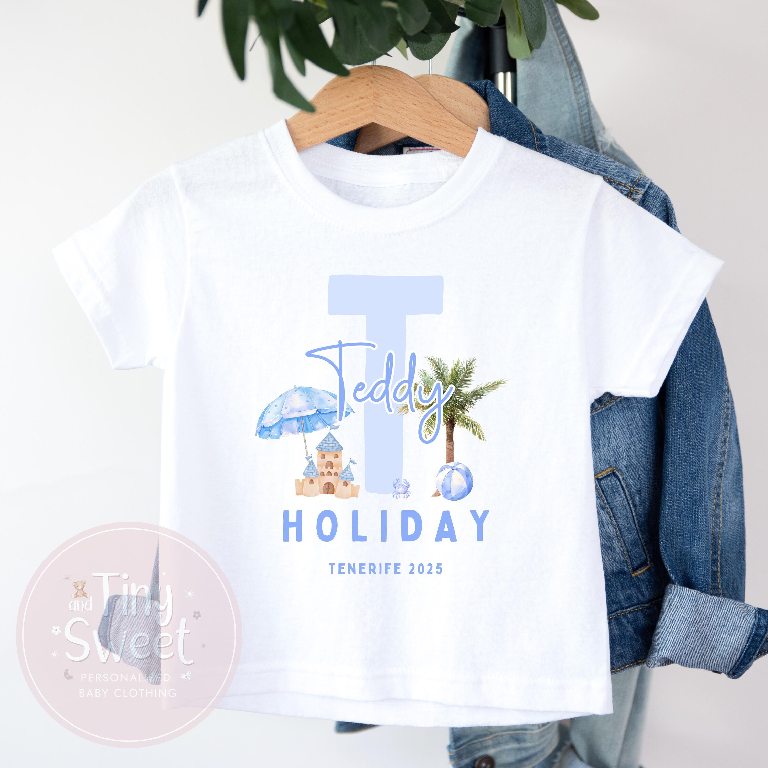 Personalised Holiday Kids Sleepsuit, First Holiday T Shirt, 1st Holiday T Shirt, Toddler Holiday, Babies First Holiday, First Time Flyer