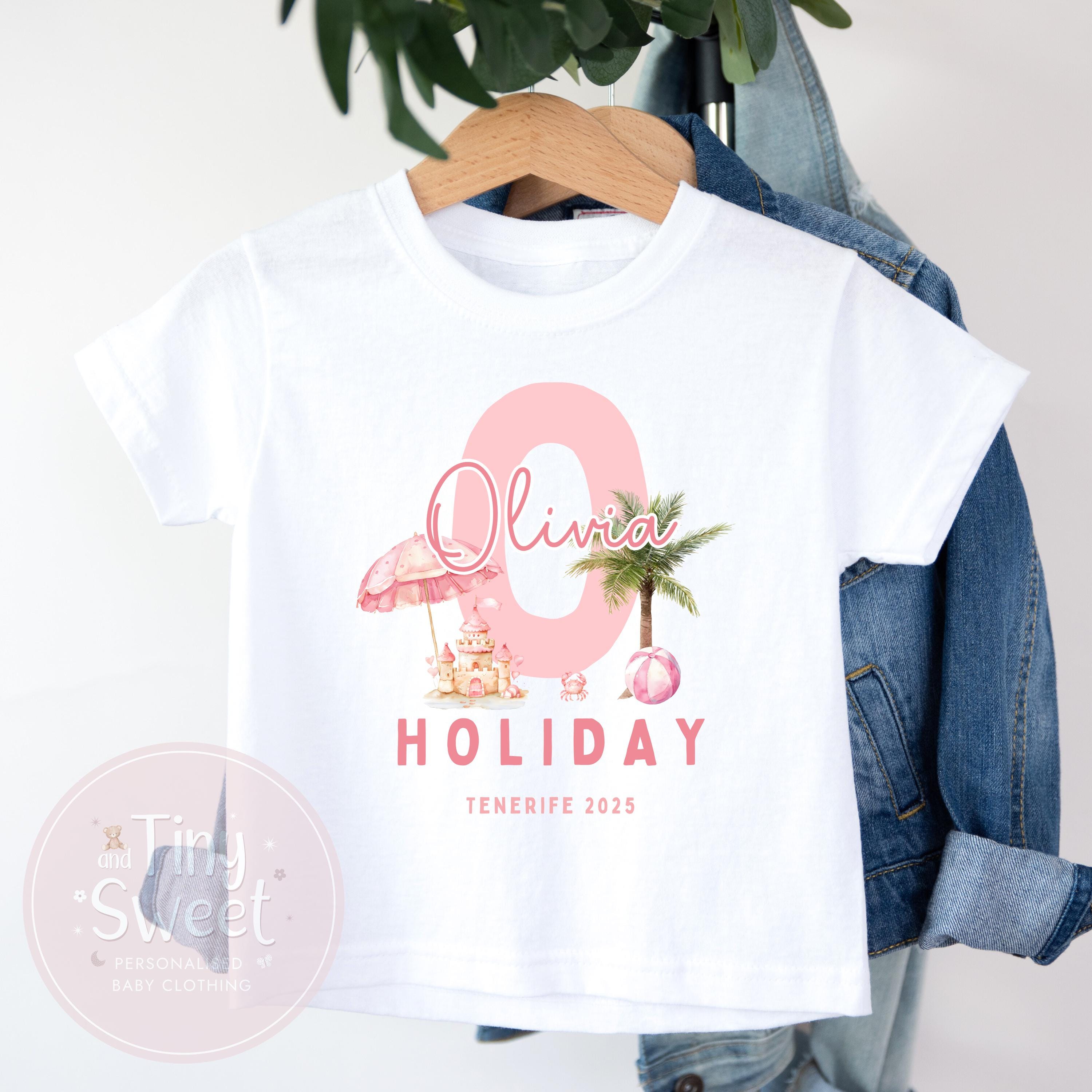 Personalised Holiday Kids T Shirt, First Holiday T Shirt, 1st Holiday T Shirt, Toddler Holiday, Babies First Holiday, First Time Flyer