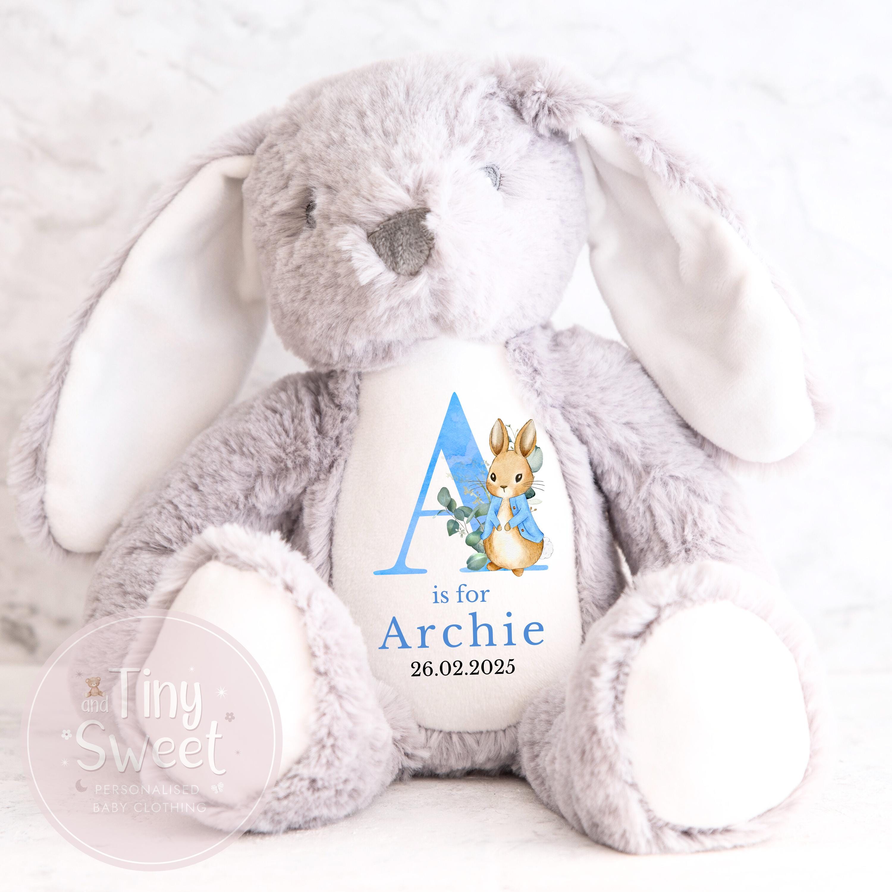 Personalised New Baby soft Toy, New Birth Gift, New baby gift, Newborn Gift, Baby Keepsake, Baby shower gift, Birth stats, Teddy, Bunny