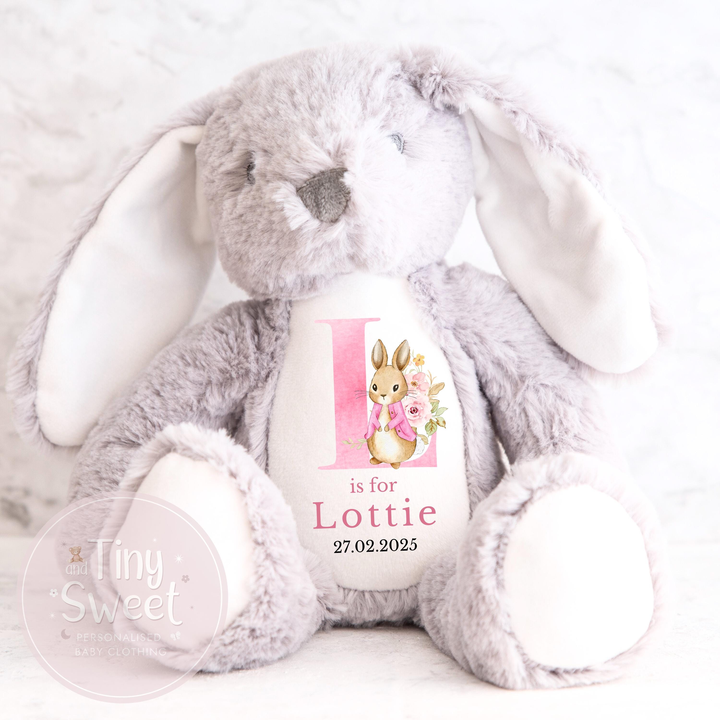 Personalised New Baby soft Toy, New Birth Gift, New baby gift, Newborn Gift, Baby Keepsake, Baby shower gift, Birth stats, Teddy, Bunny