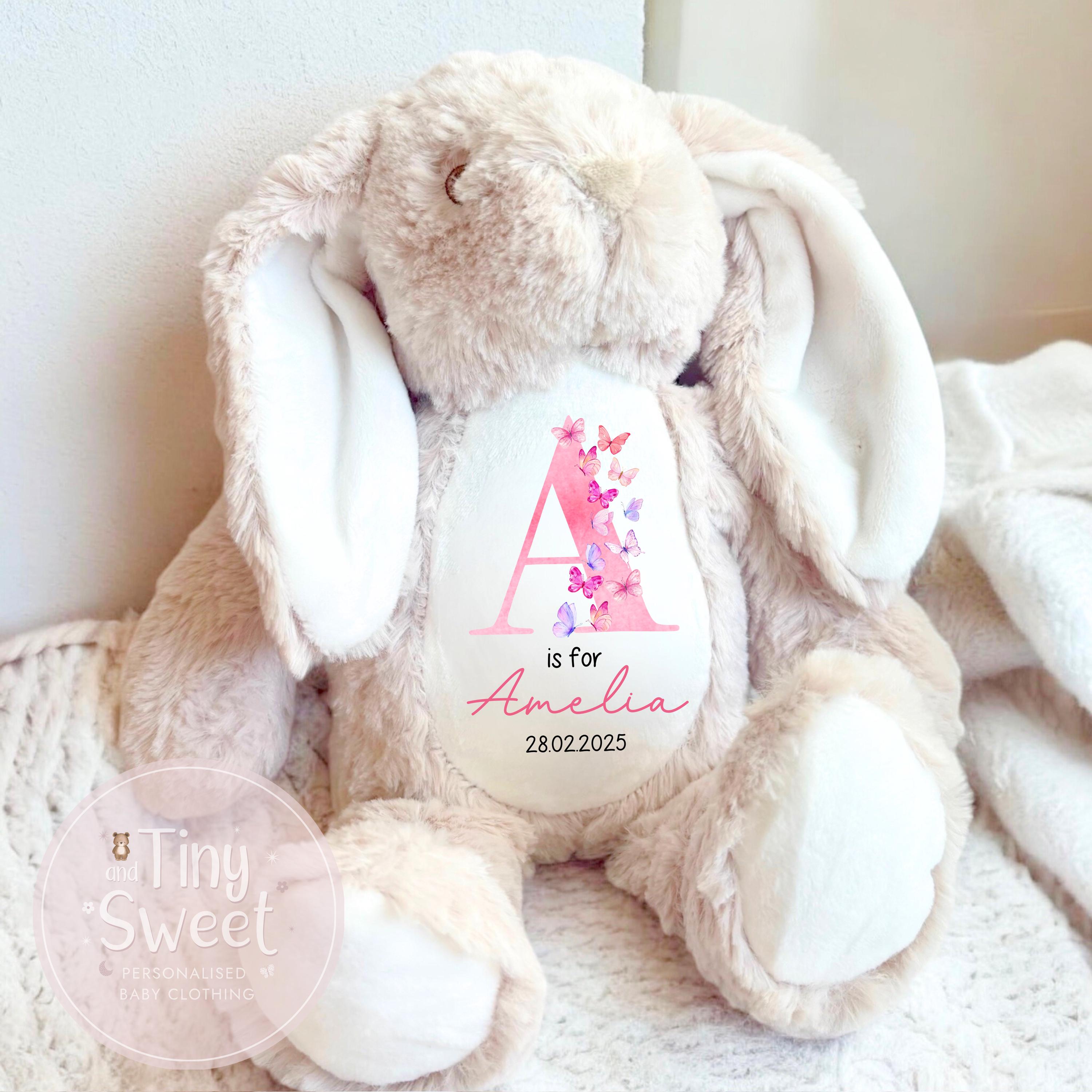Personalised New Baby soft Toy, New Birth Gift, New baby gift, Newborn Gift, Baby Keepsake, Baby shower gift, Birth stats, Teddy, Bunny