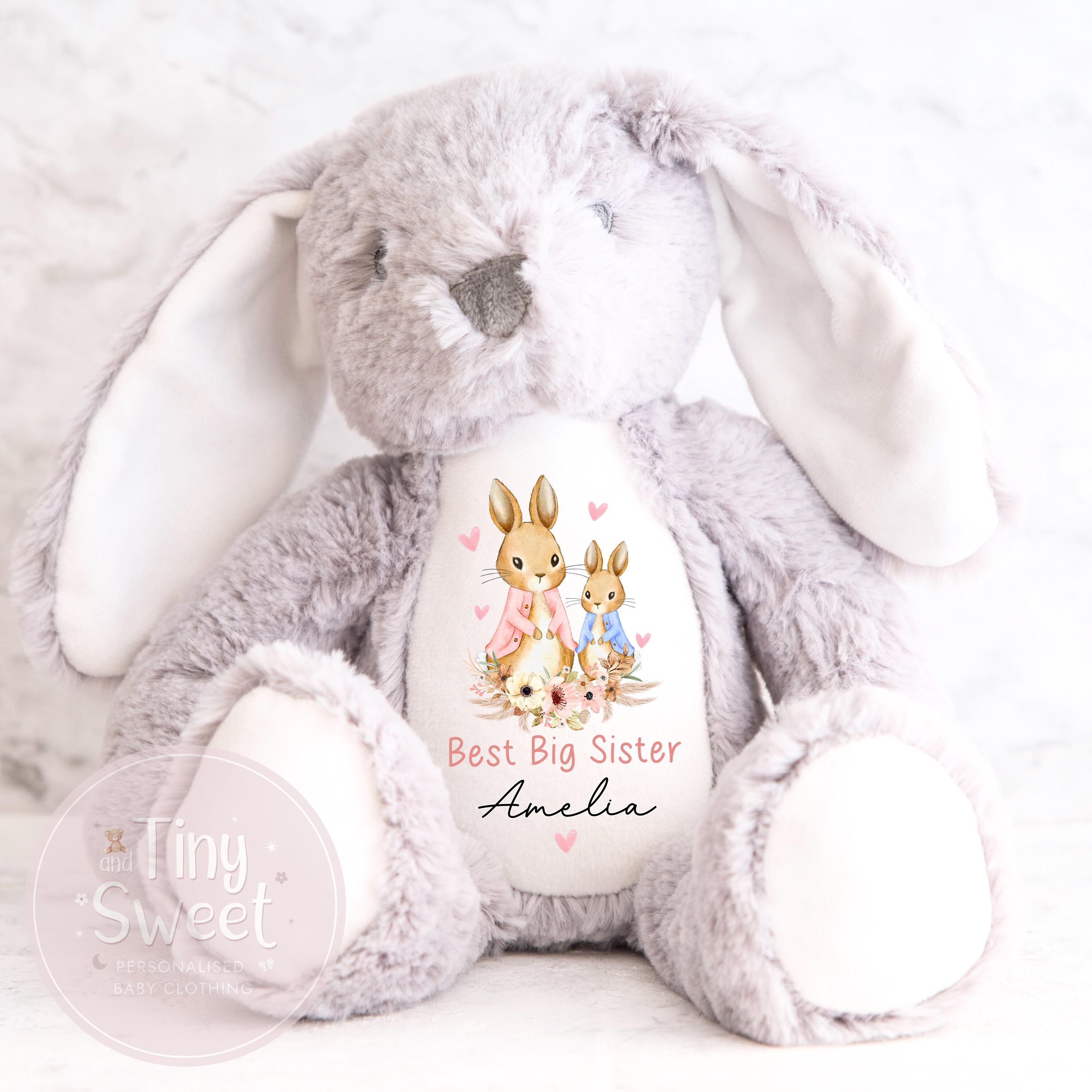 Personalised Big Sister Gift, Big Sister Announcement, Big Sister Teddy New Baby Soft Toy, New baby gift, Baby Keepsake, Gift For Big Sister