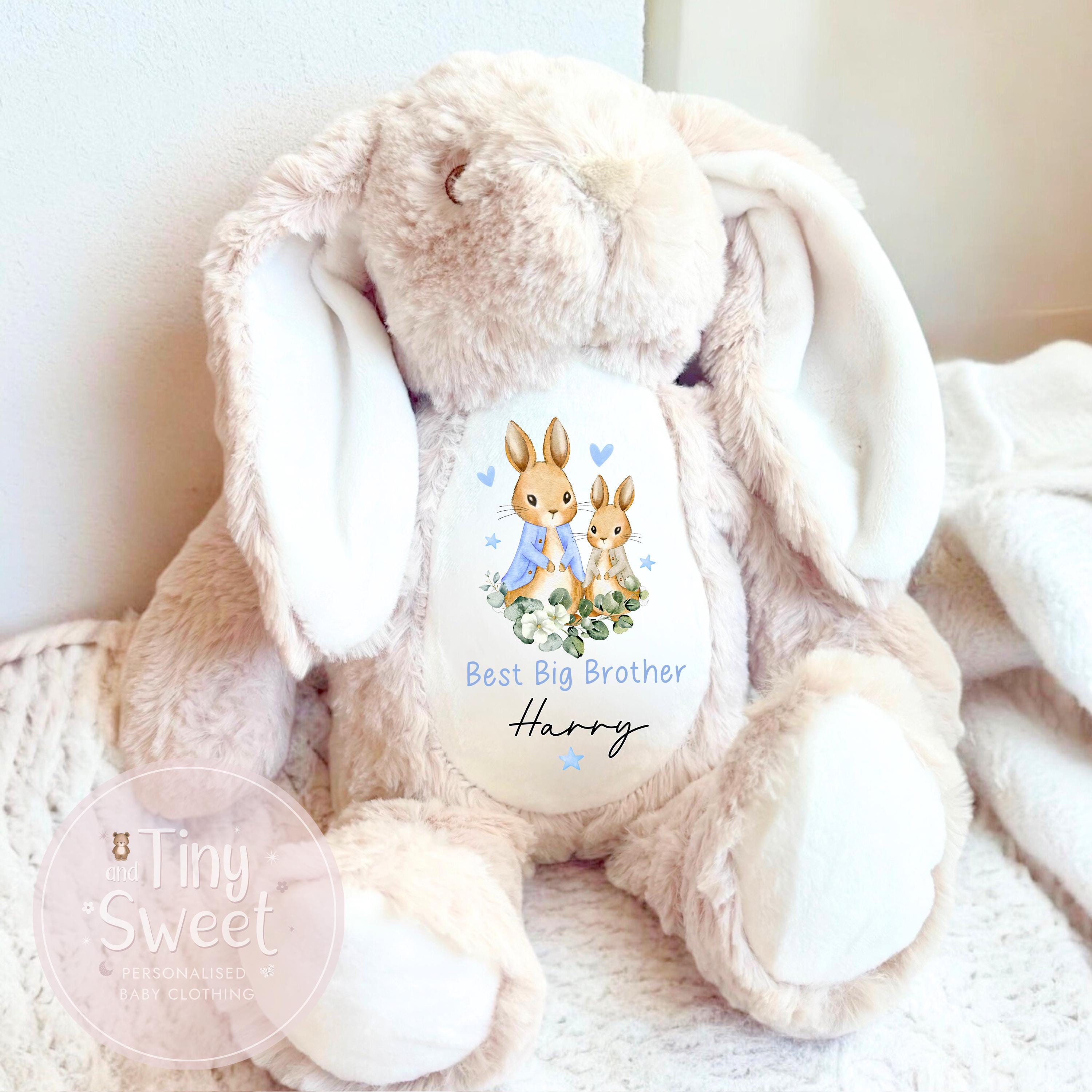 Personalised Big Brother Gift, Big Brother Announcement, New Baby Soft Toy, New baby gift, Newborn Gift, Baby Keepsake, Baby shower gift