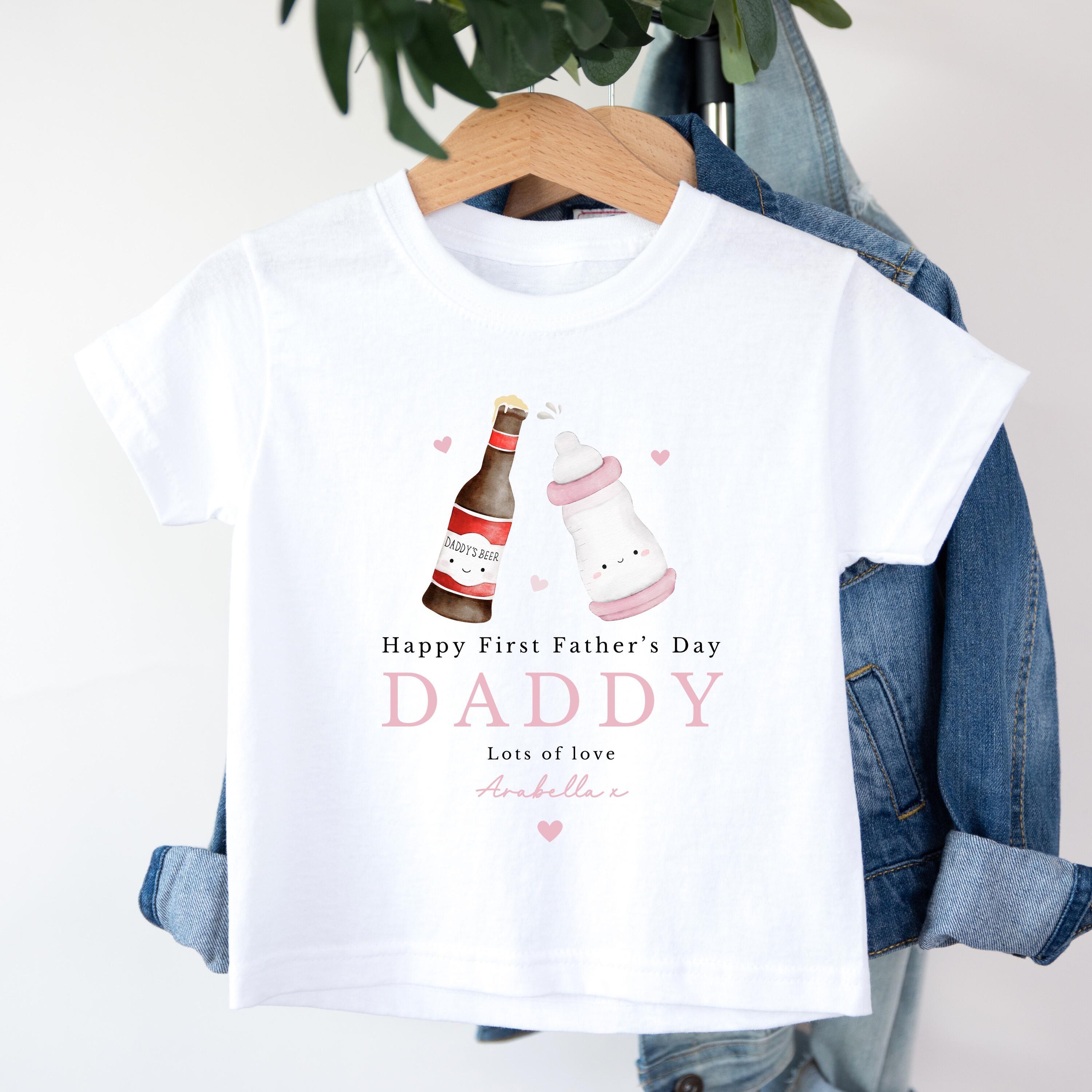 Blue Two Bottles Personalised First Fathers Day Sleepsuit