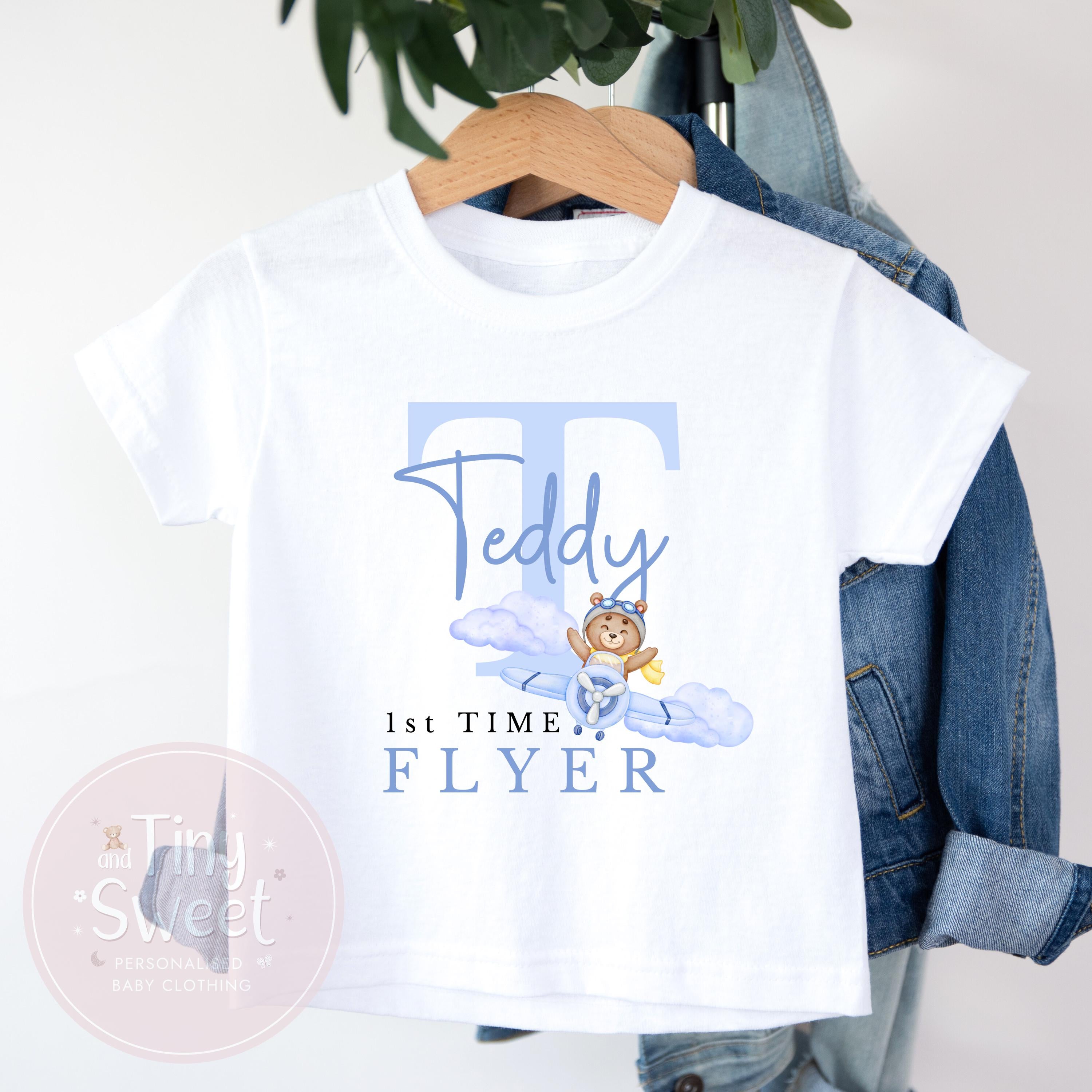 Personalised My First Flight T Shirt, First Time Flyer Bodysuit, 1st Holiday Babygrow, Babies First Holiday, First Time Flyer