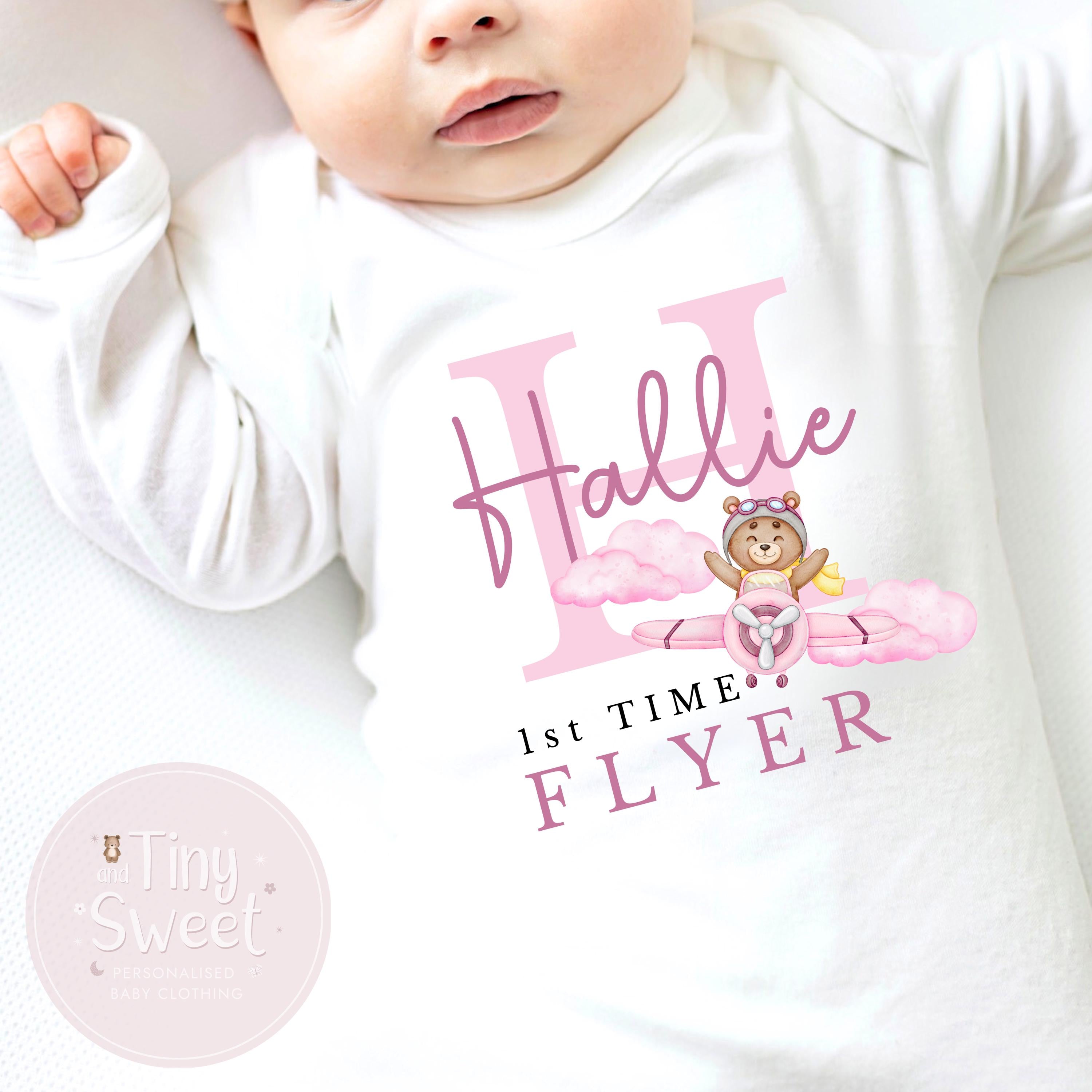 Personalised My First Flight T Shirt, First Time Flyer Bodysuit, 1st Holiday Babygrow, Babies First Holiday, First Time Flyer