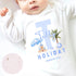 Personalised Holiday Kids Sleepsuit, First Holiday T Shirt, 1st Holiday T Shirt, Toddler Holiday, Babies First Holiday, First Time Flyer