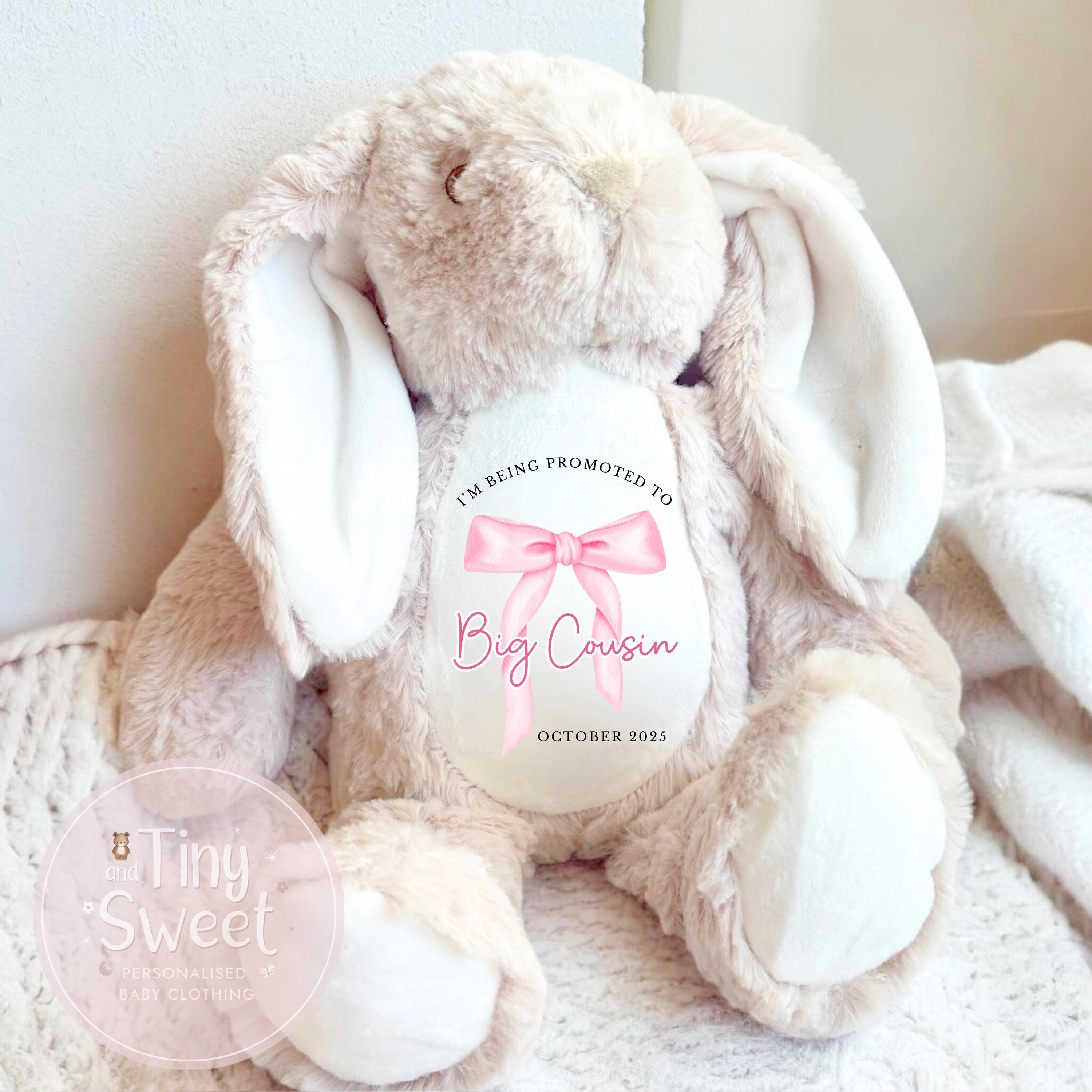 Personalised Big Cousin Gift, Big Cousin Announcement, New Baby Soft Toy, New baby gift, Newborn Gift, Baby Keepsake, Baby shower gift