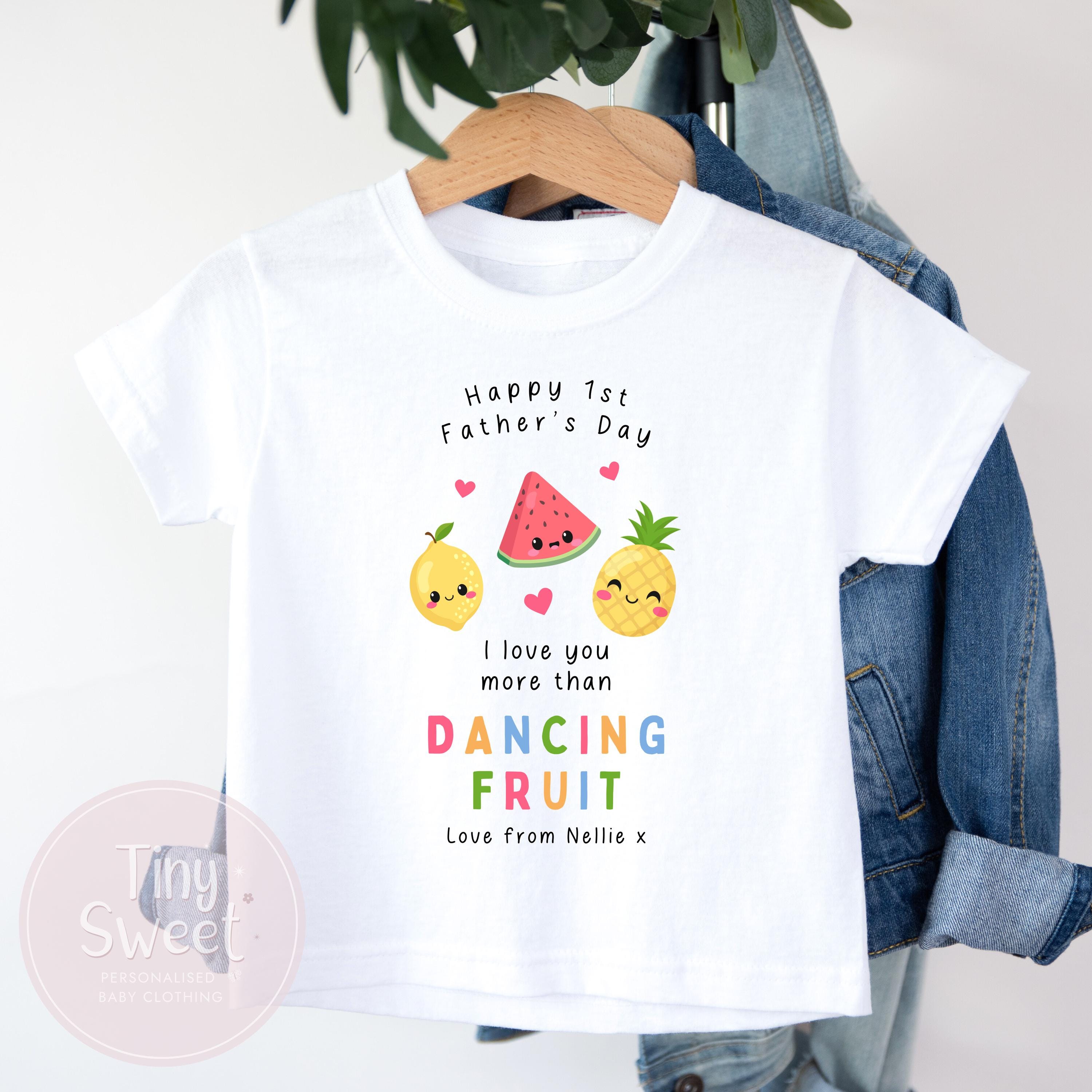 Fathers Day I Love You More Than Dancing Fruit Personalised Sleepsuit/Babygrow