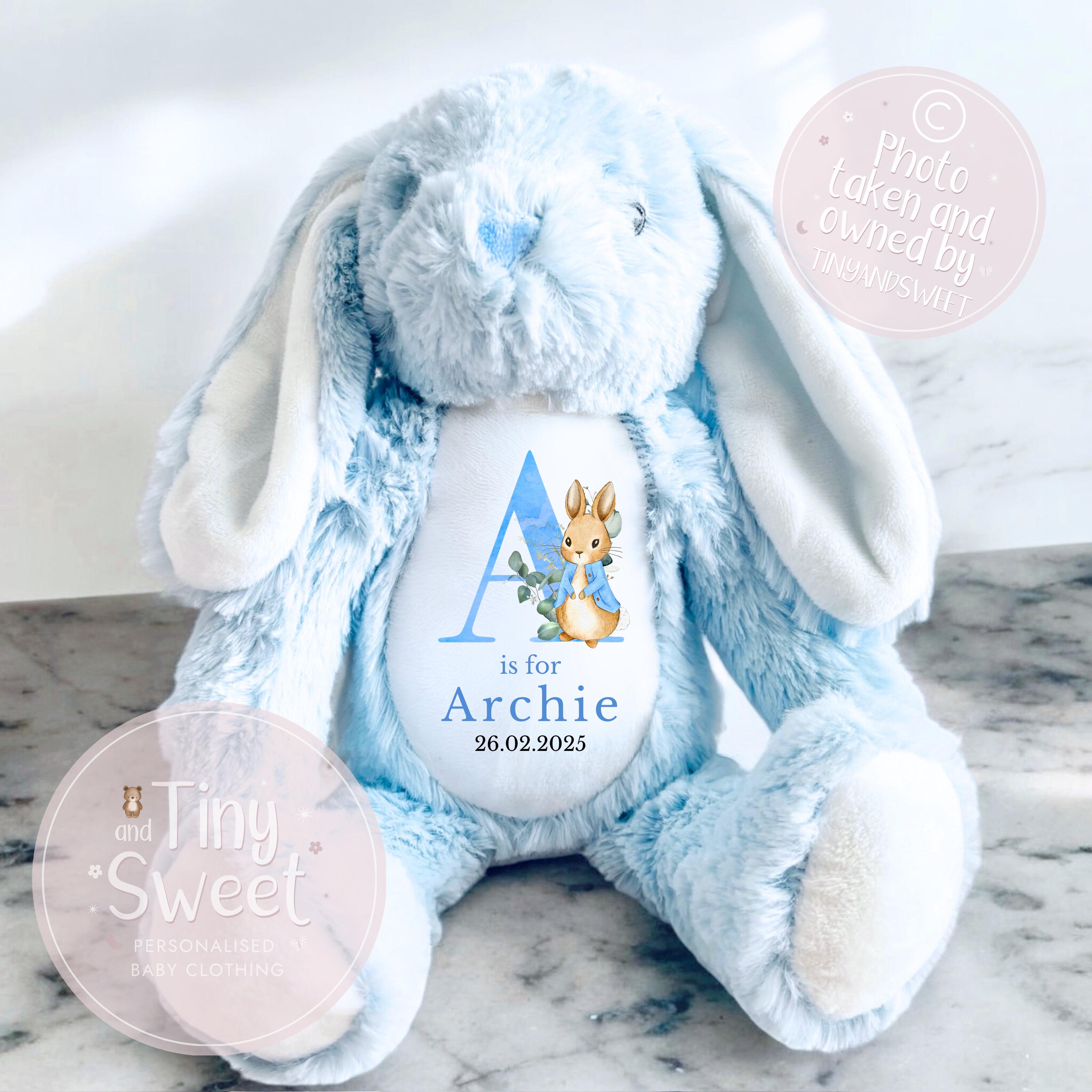 Personalised New Baby soft Toy, New Birth Gift, New baby gift, Newborn Gift, Baby Keepsake, Baby shower gift, Birth stats, Teddy, Bunny