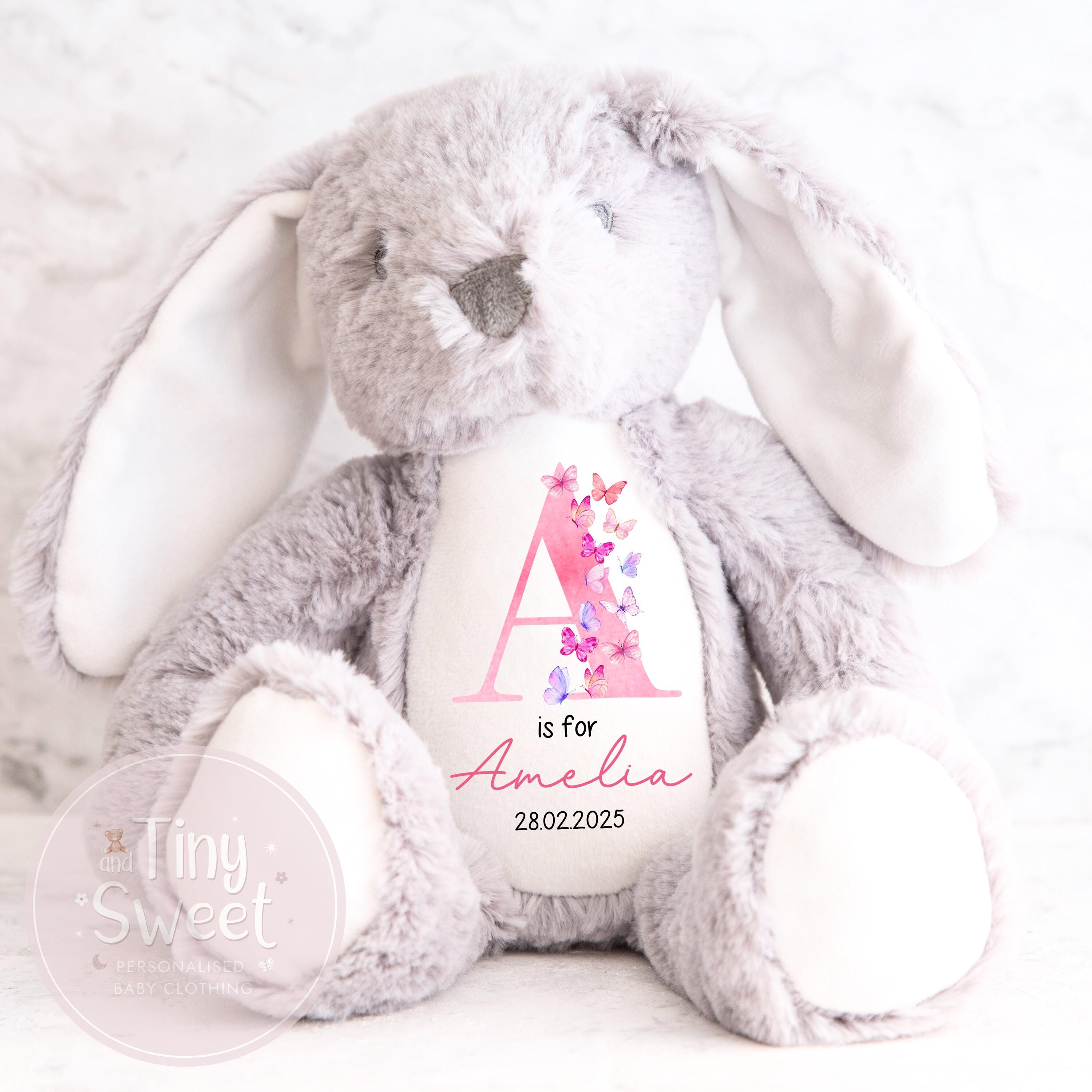 Personalised New Baby soft Toy, New Birth Gift, New baby gift, Newborn Gift, Baby Keepsake, Baby shower gift, Birth stats, Teddy, Bunny