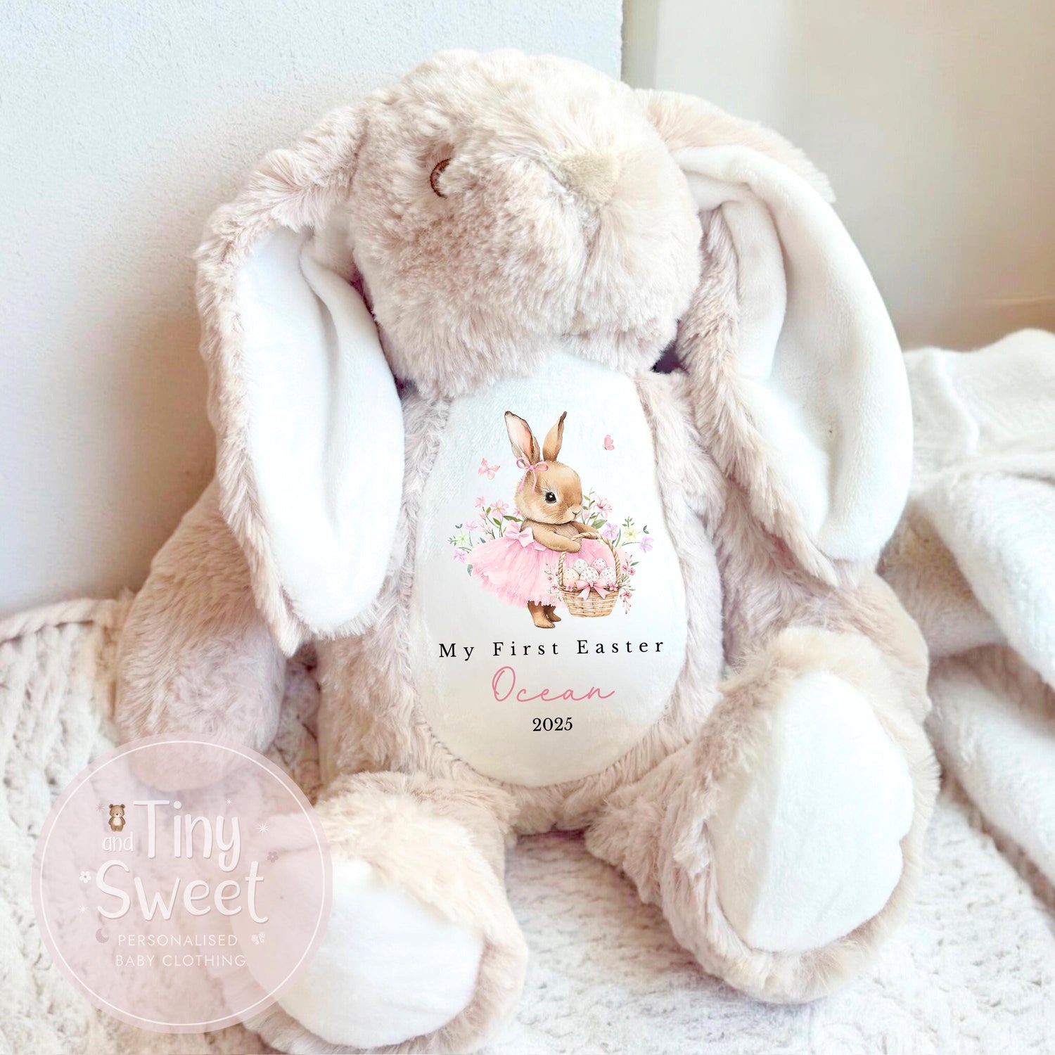 My First Easter Gift, 1st Easter Gift, Easter Bunny Toy, Personalised Easter Bunny, Soft Toy Keepsake, Name Bunny, Grandson Gift