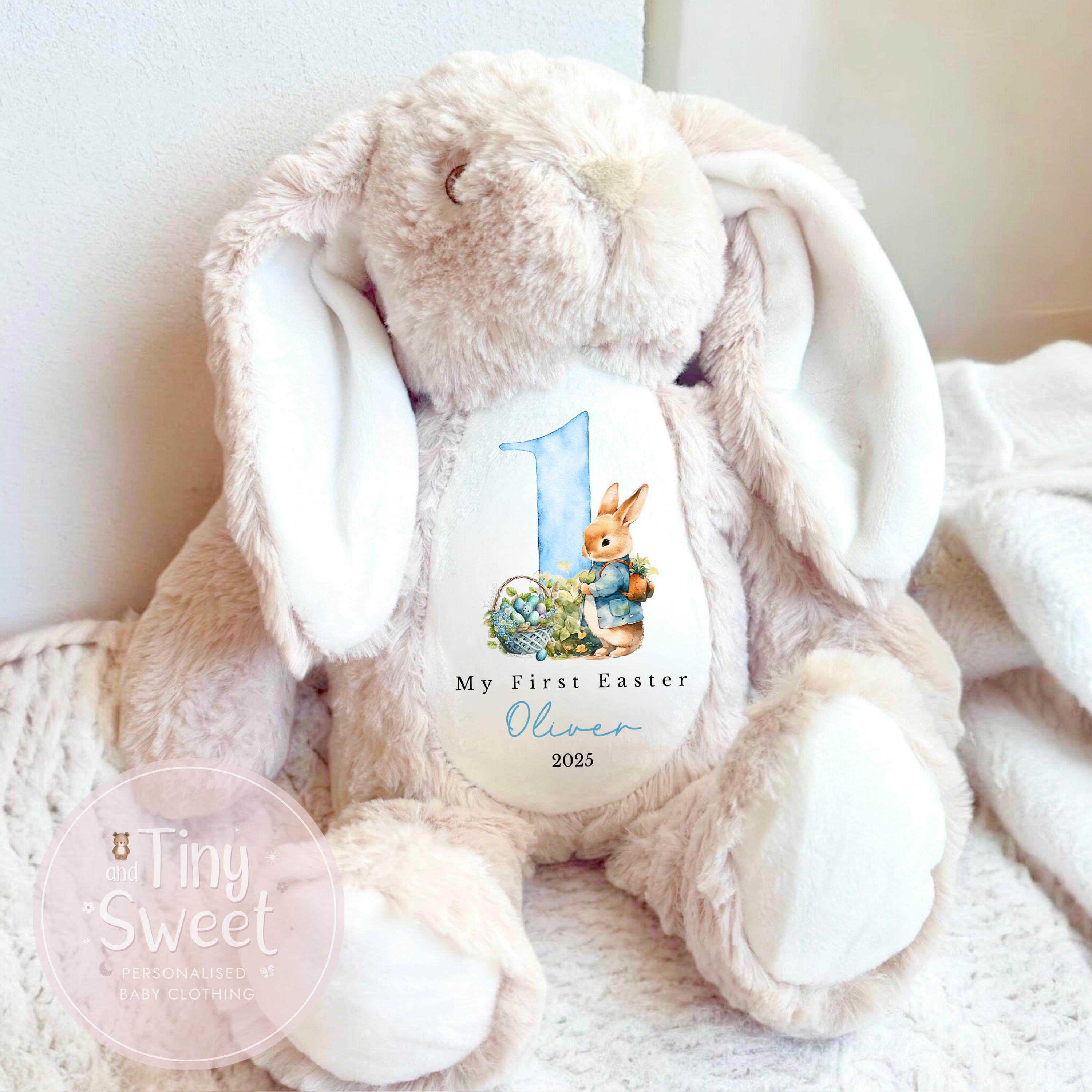 My First Easter Gift, 1st Easter Gift, Easter Bunny Toy, Personalised Easter Bunny, Soft Toy Keepsake, Name Bunny, Grandson Gift