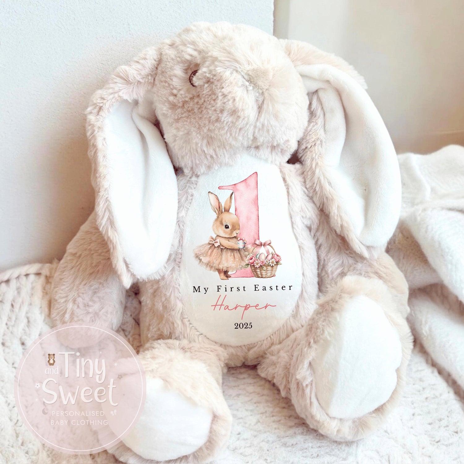 My First Easter Gift, 1st Easter Gift, Easter Bunny Toy, Personalised Easter Bunny, Soft Toy Keepsake, Name Bunny, Grandson Gift