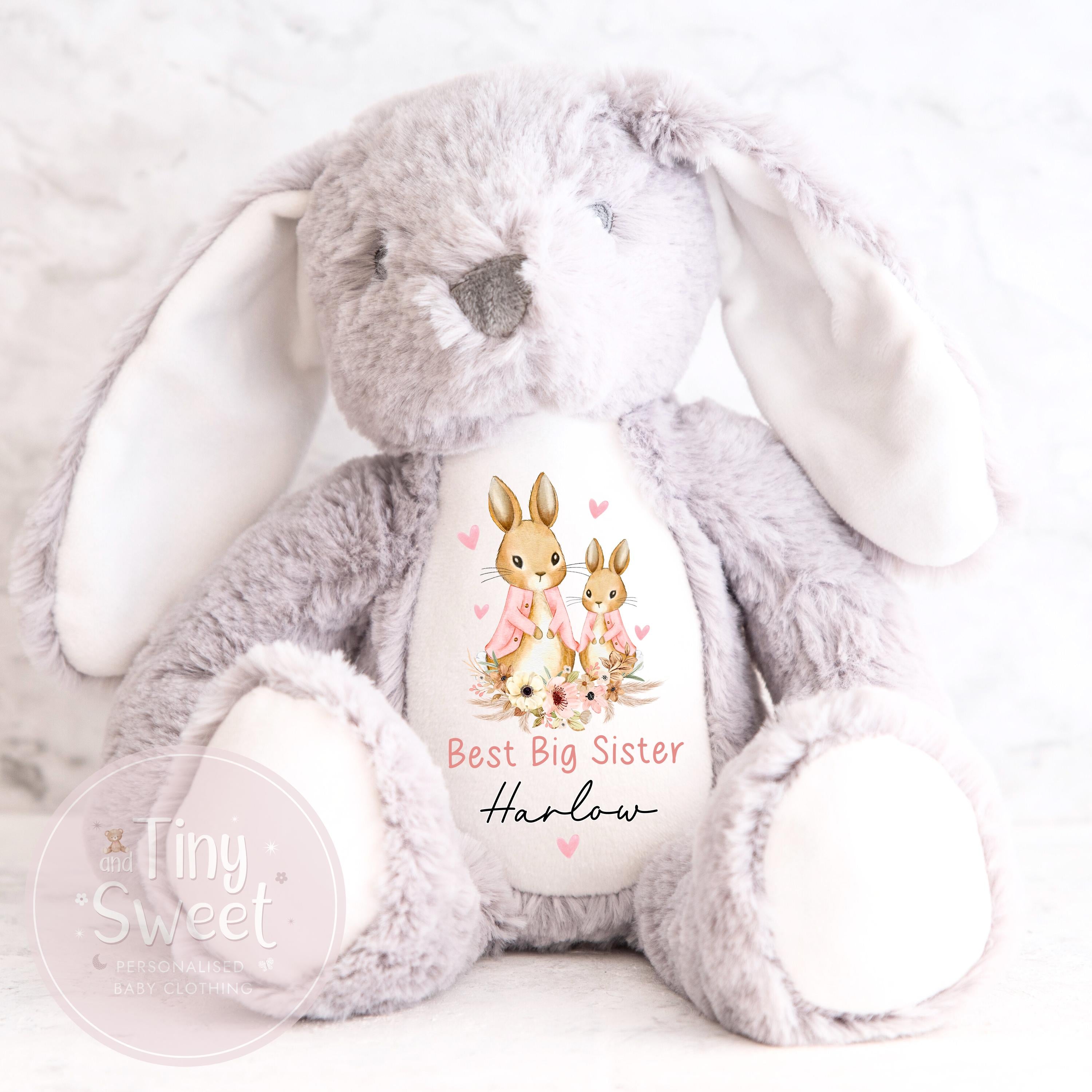 Personalised Big Sister Gift, Big Sister Announcement, Big Sister Teddy New Baby Soft Toy, New baby gift, Baby Keepsake, Gift For Big Sister