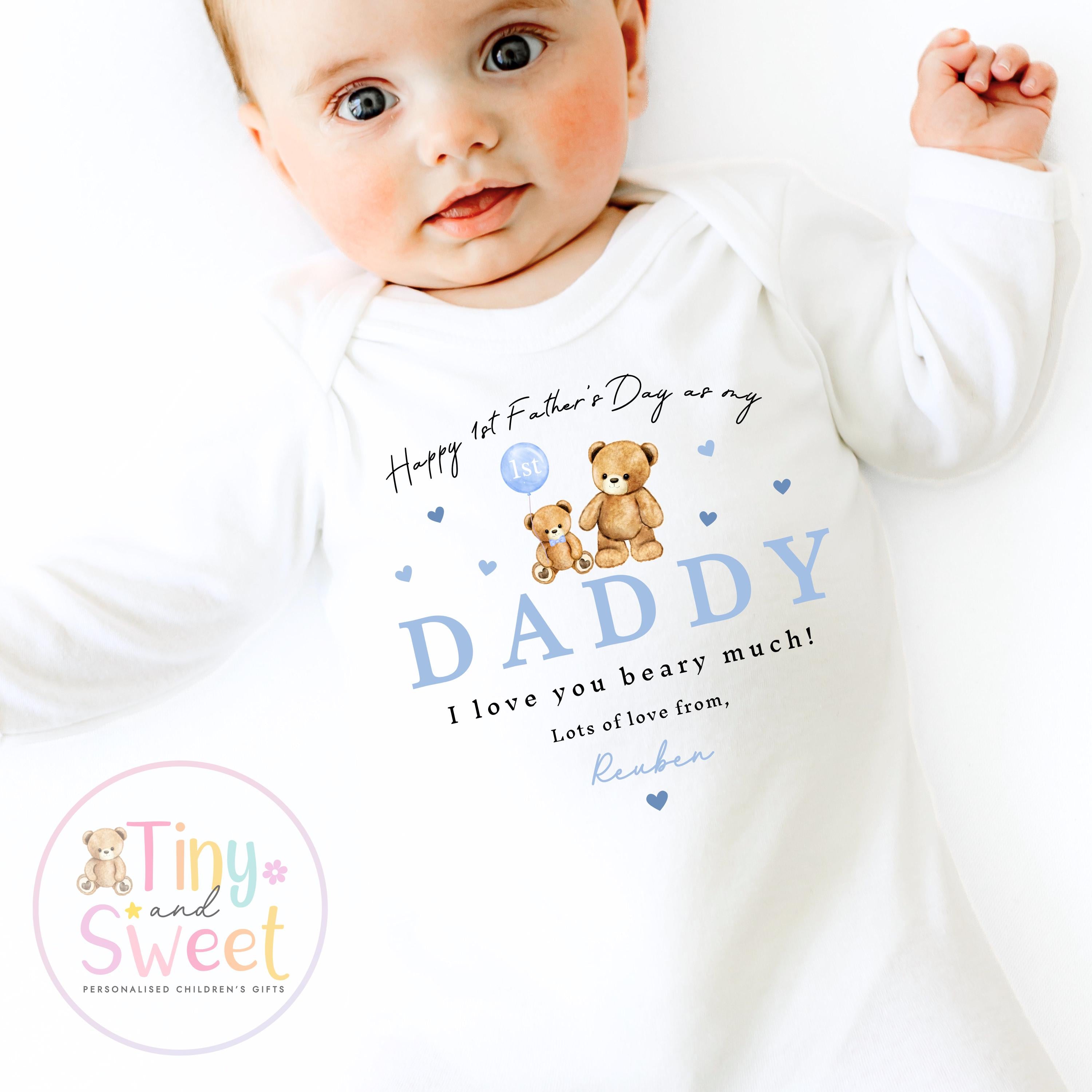 Fathers Day Sleepsuit, 1st Fathers Day As My Daddy, New Dad Gift, Fathers Day, 1st Fathers Day Babygrow, Sleepsuit Babygrow Bodysuit, Dad