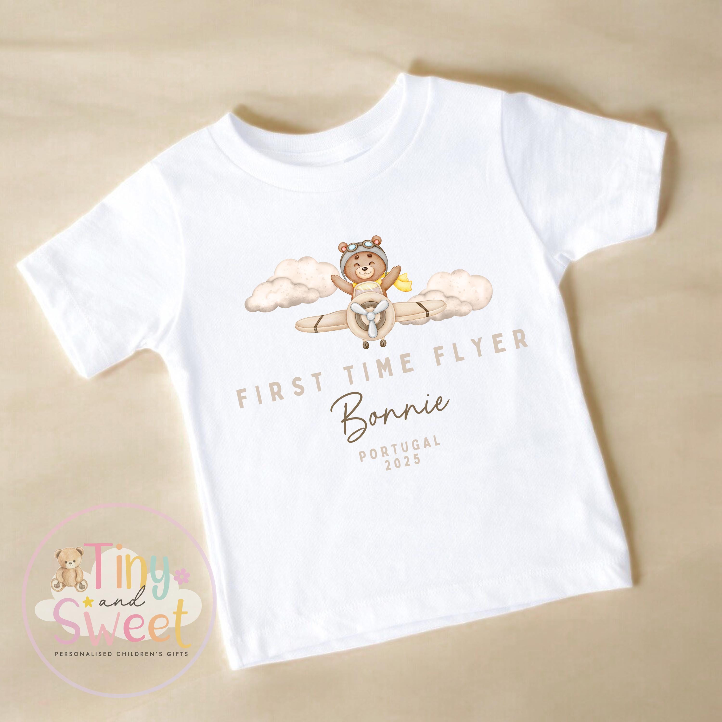 Personalised My First Flight T Shirt, First Time Flyer Bodysuit, 1st Holiday Babygrow, Babies First Holiday, First Time Flyer