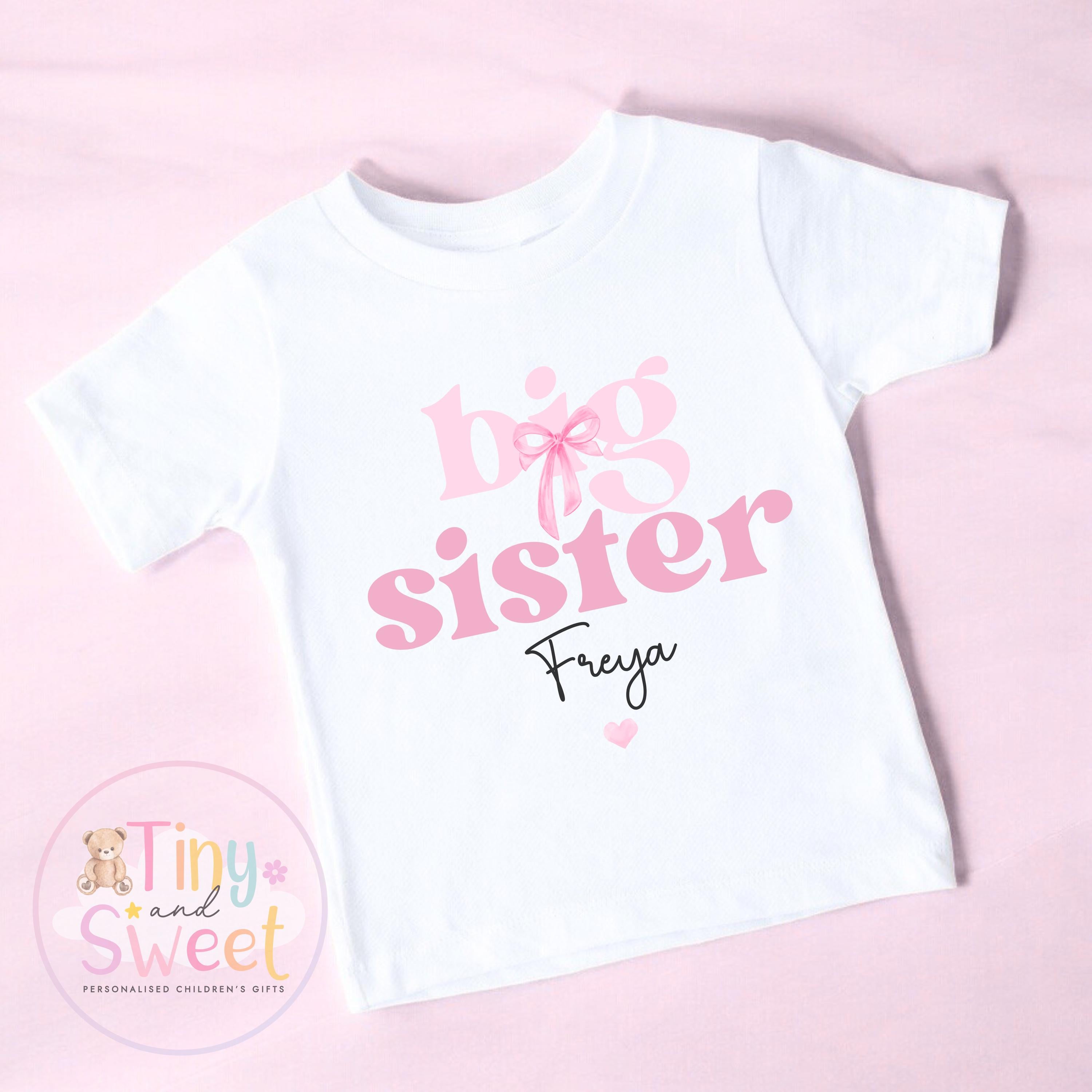 Big Sister TShirt, Big Sister, Pink Bow Big Sister T Shirt, Big Sister Top, Big Sister Gift, Pregnancy Announcement, Little Sister T Shirt