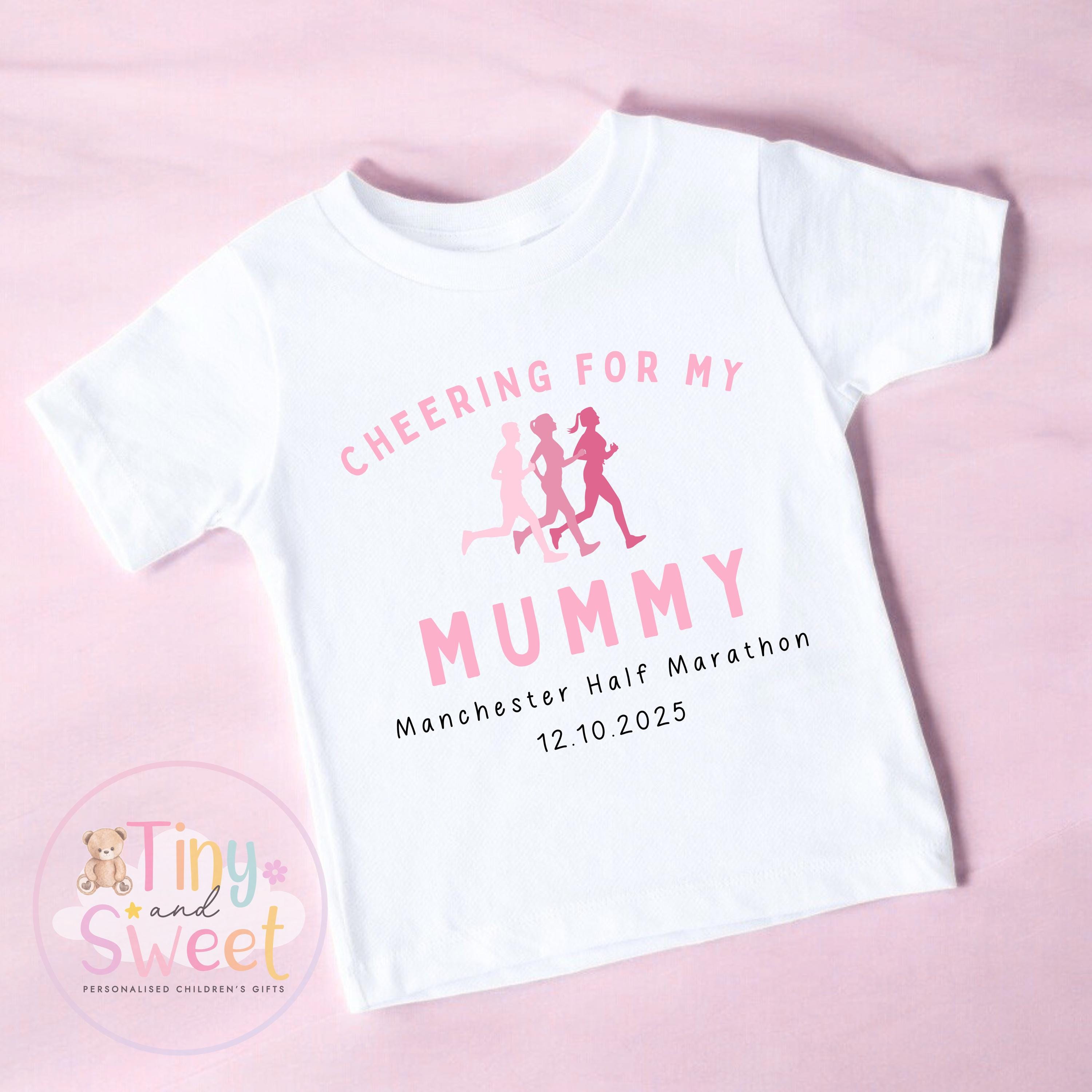 Cheering for Daddy T Shirt, Kids Marathon T Shirt, Marathon Supporters Tshirt, Cheering for Mummy, Manchester Marathon