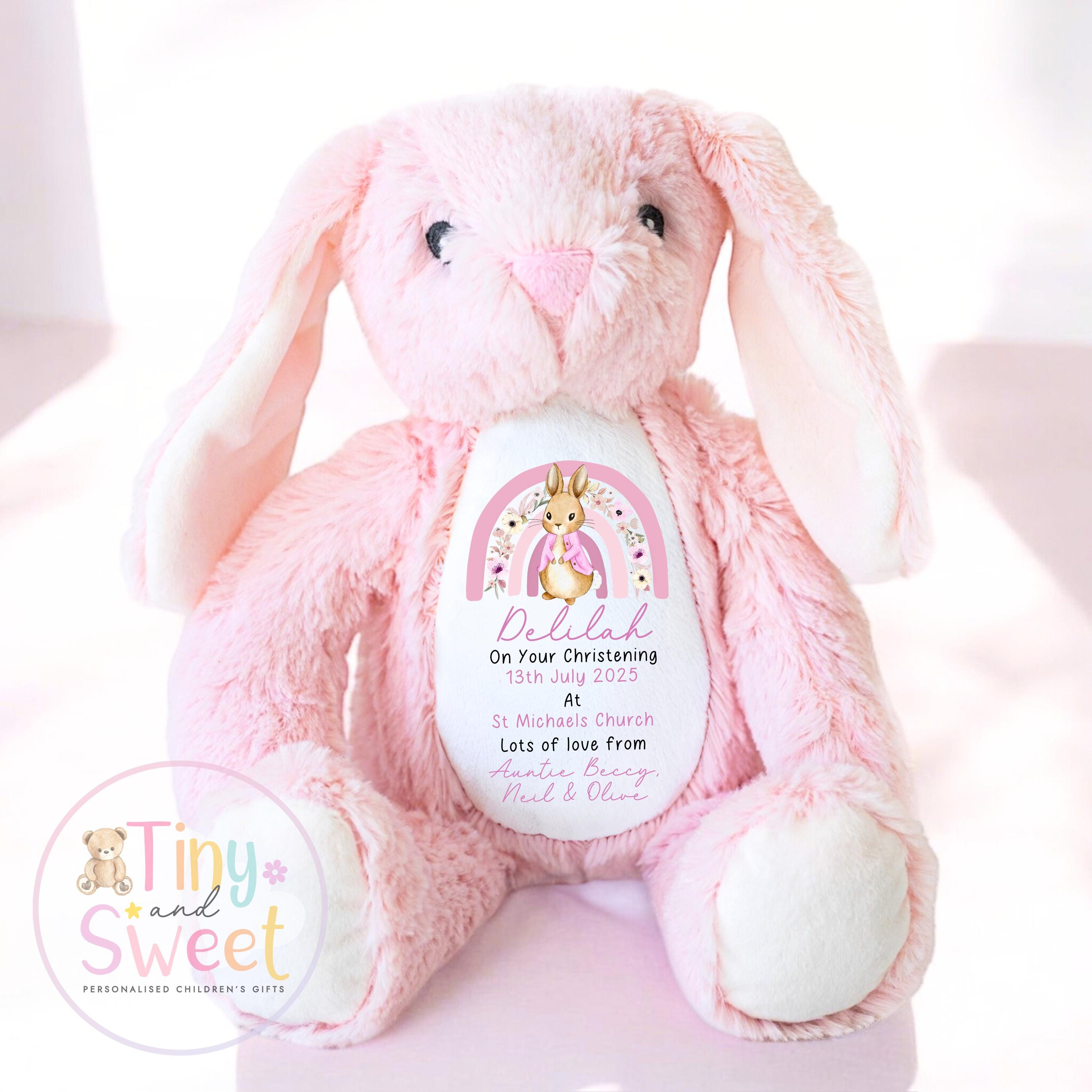 Personalised Christening Bunny, Christening Gift, Christening Keepsake, Personalised Christening Gifts, Baptism Gift, New Baby Gift