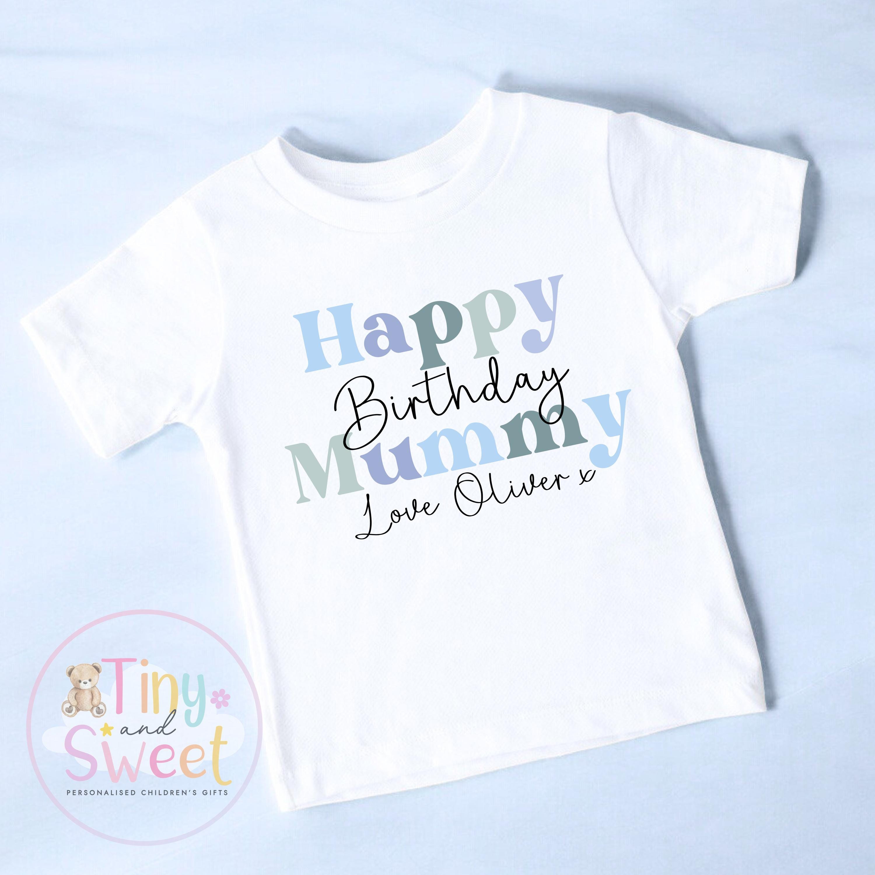 Pastel Happy Birthday Mummy Personalised T-Shirt