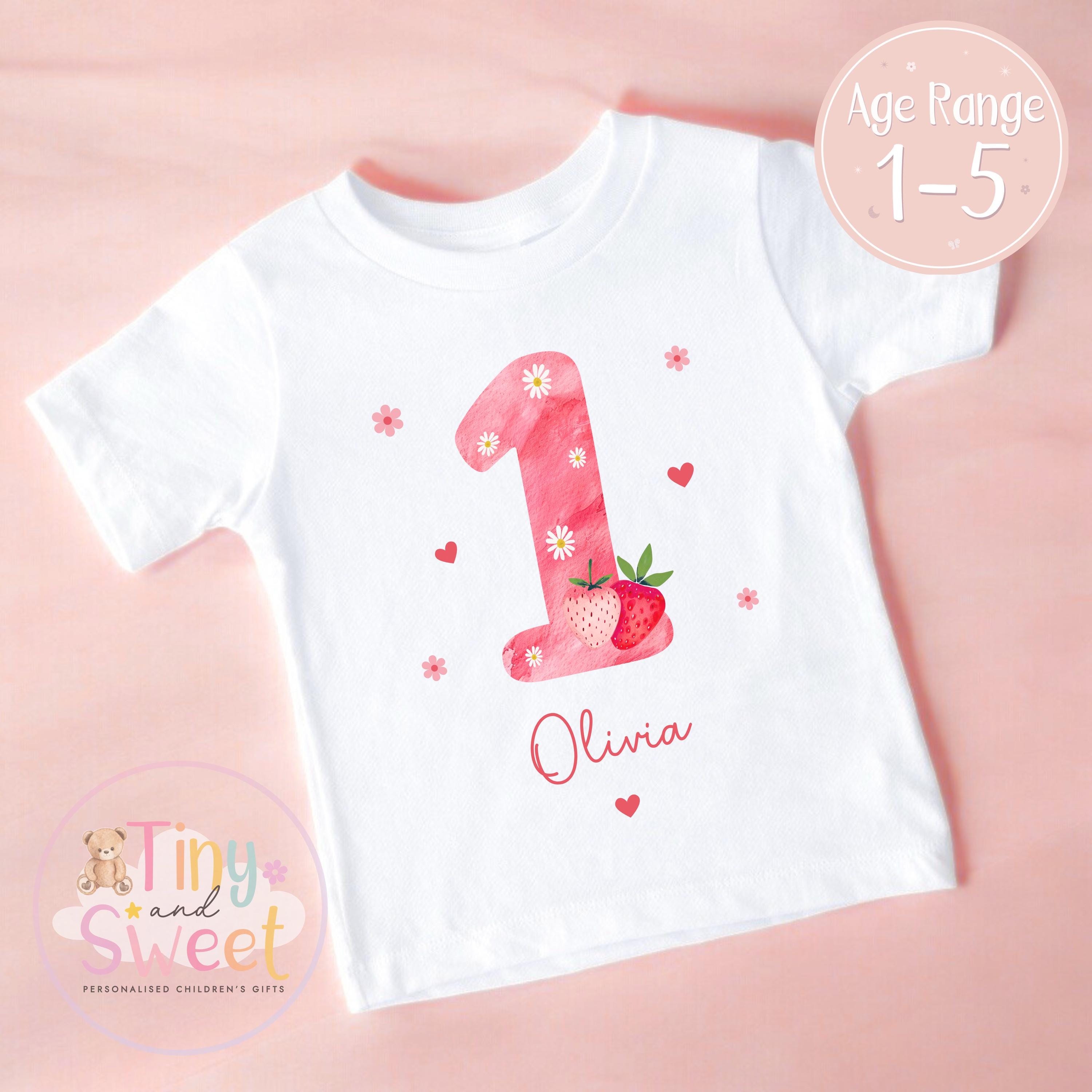 Personalised Strawberry Birthday T-shirt, 1st Birthday T Shirt, Strawberry 2nd Birthday T Shirt, 3rd Birthday, First Birthday