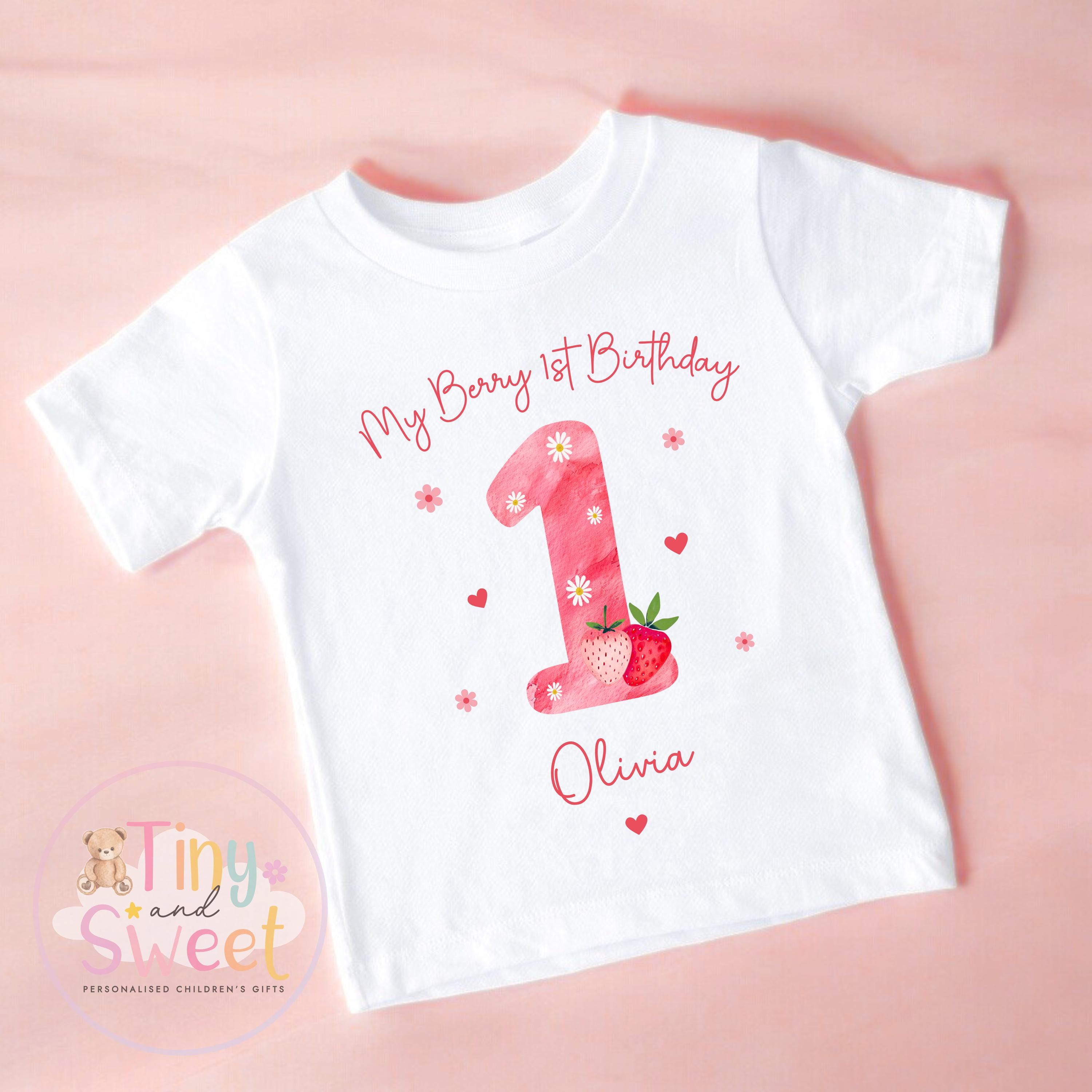 Personalised Strawberry First Birthday T-shirt