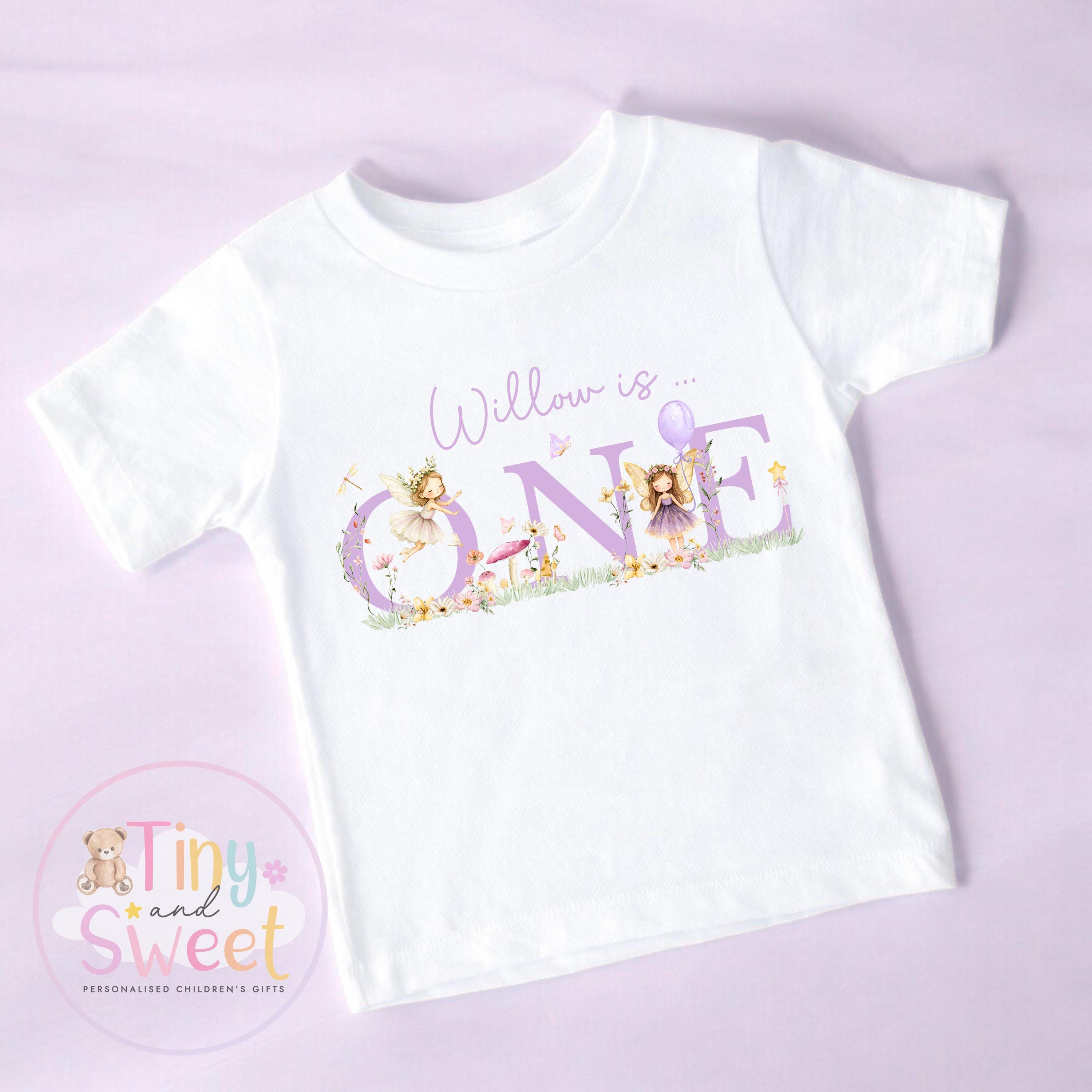 Personalised Fairy Lilac Birthday T-shirt, 1st Birthday T Shirt, Fairy 2nd Birthday T Shirt, 3rd Birthday, Fairy Birthday
