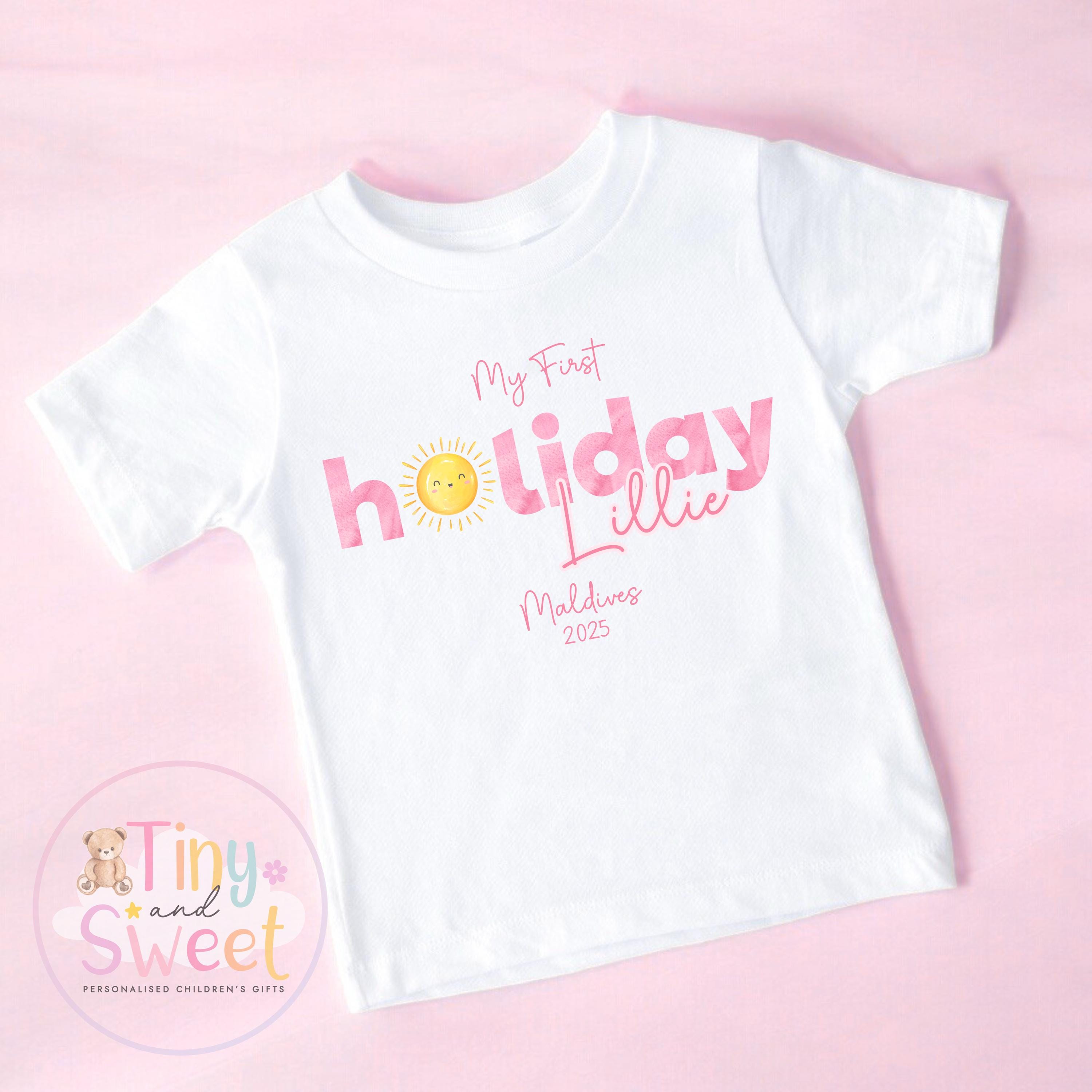 Personalised My First Holiday Toddler t shirt, First Holiday sleepsuit, First Holiday vest, Babies First Holiday, First Time Flyer