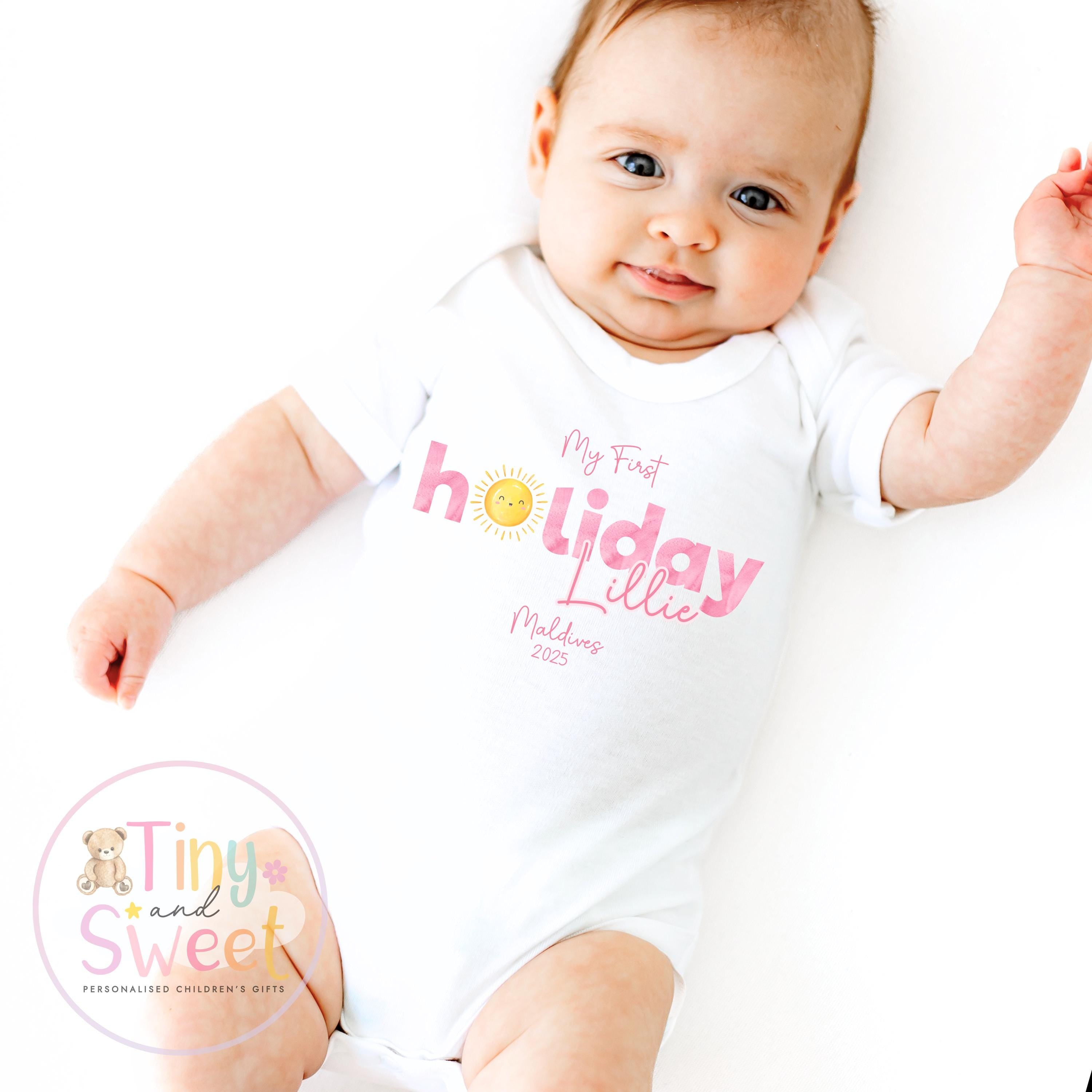 Personalised My First Holiday Toddler t shirt, First Holiday sleepsuit, First Holiday vest, Babies First Holiday, First Time Flyer