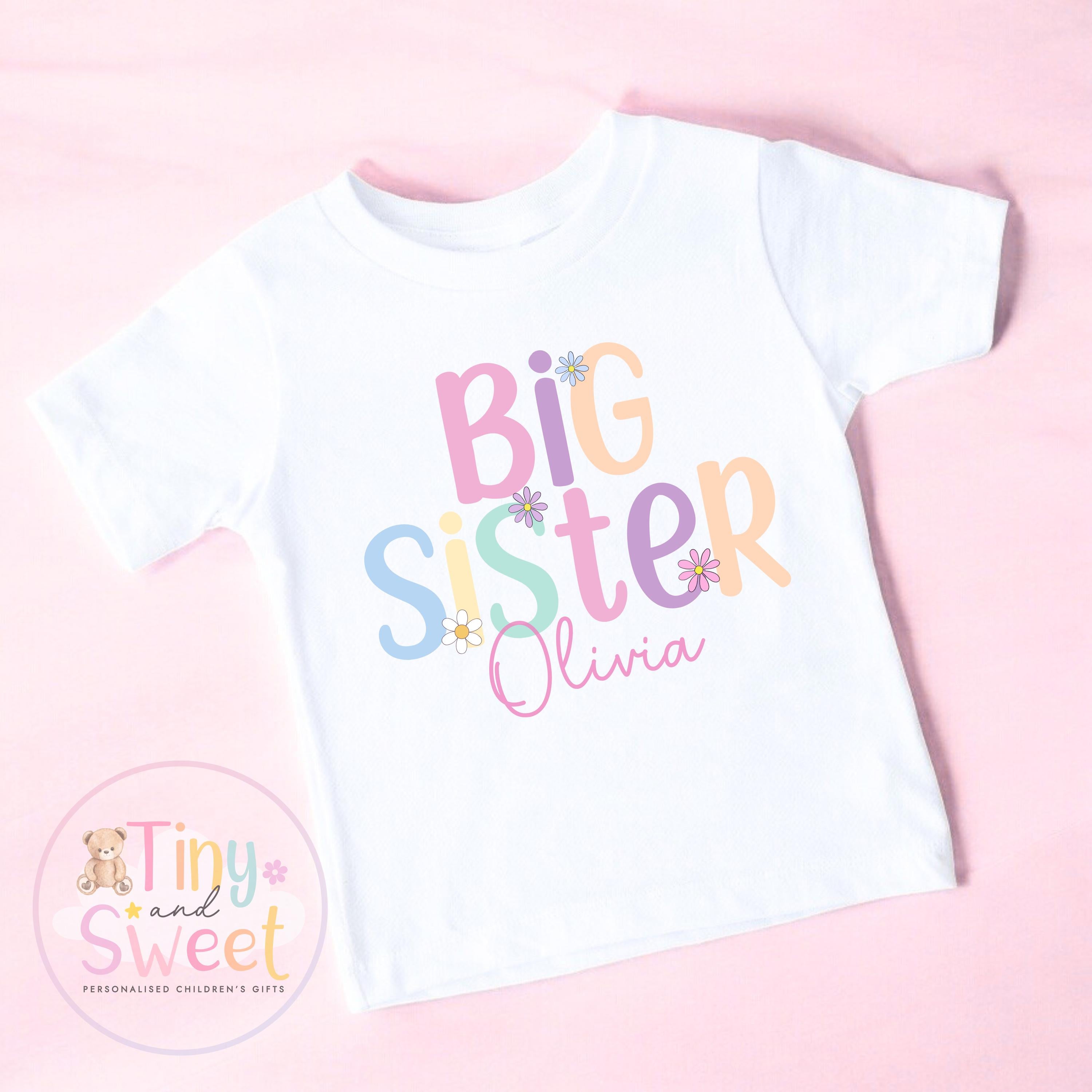 Big Sister TShirt, Big Sister, Pastel Big Sister T Shirt, Big Sister Top, Big Sister Gift, Pregnancy Announcement, Little Sister T Shirt