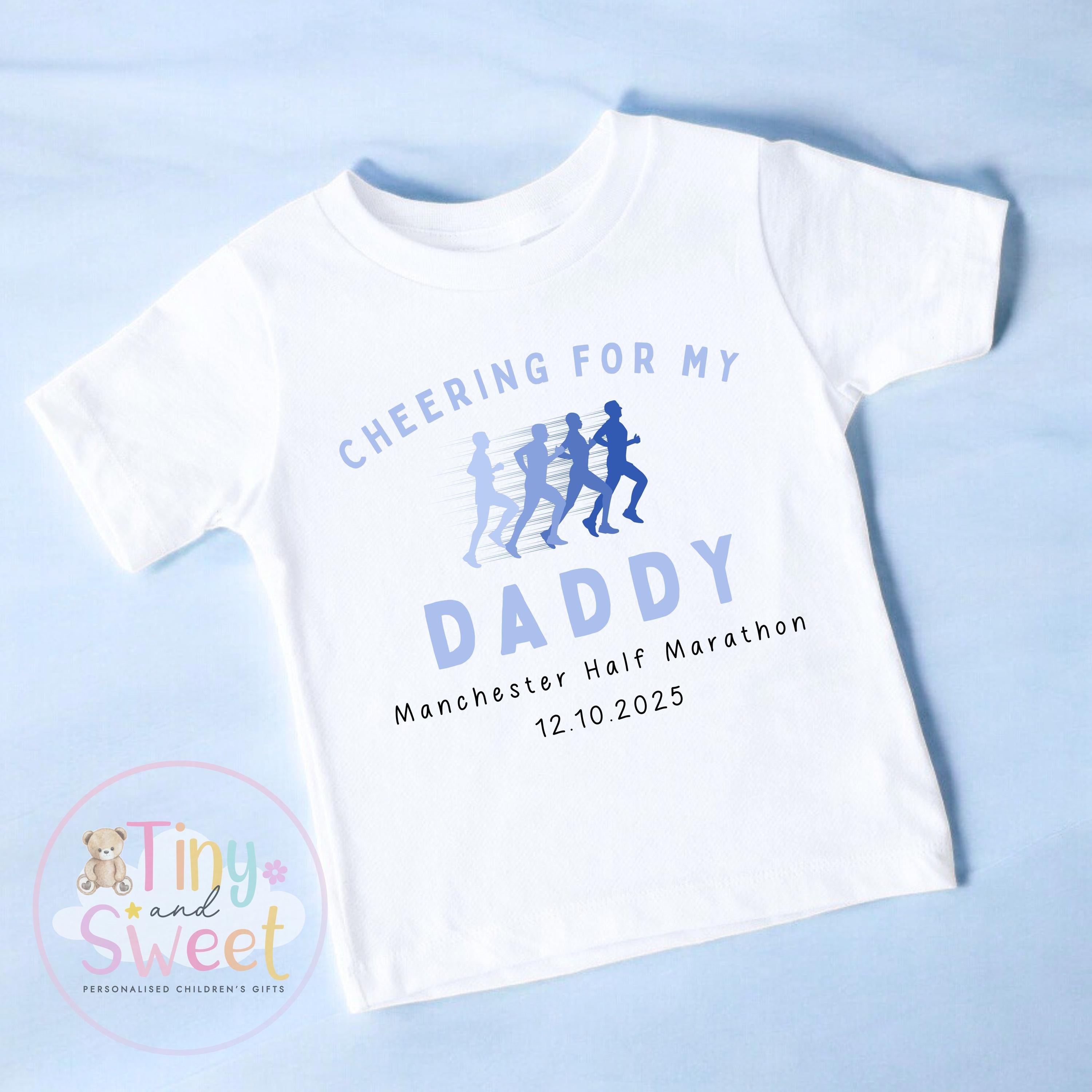 Cheering for Daddy T Shirt, Kids Marathon T Shirt, Marathon Supporters Tshirt, Cheering for Mummy, Manchester Marathon