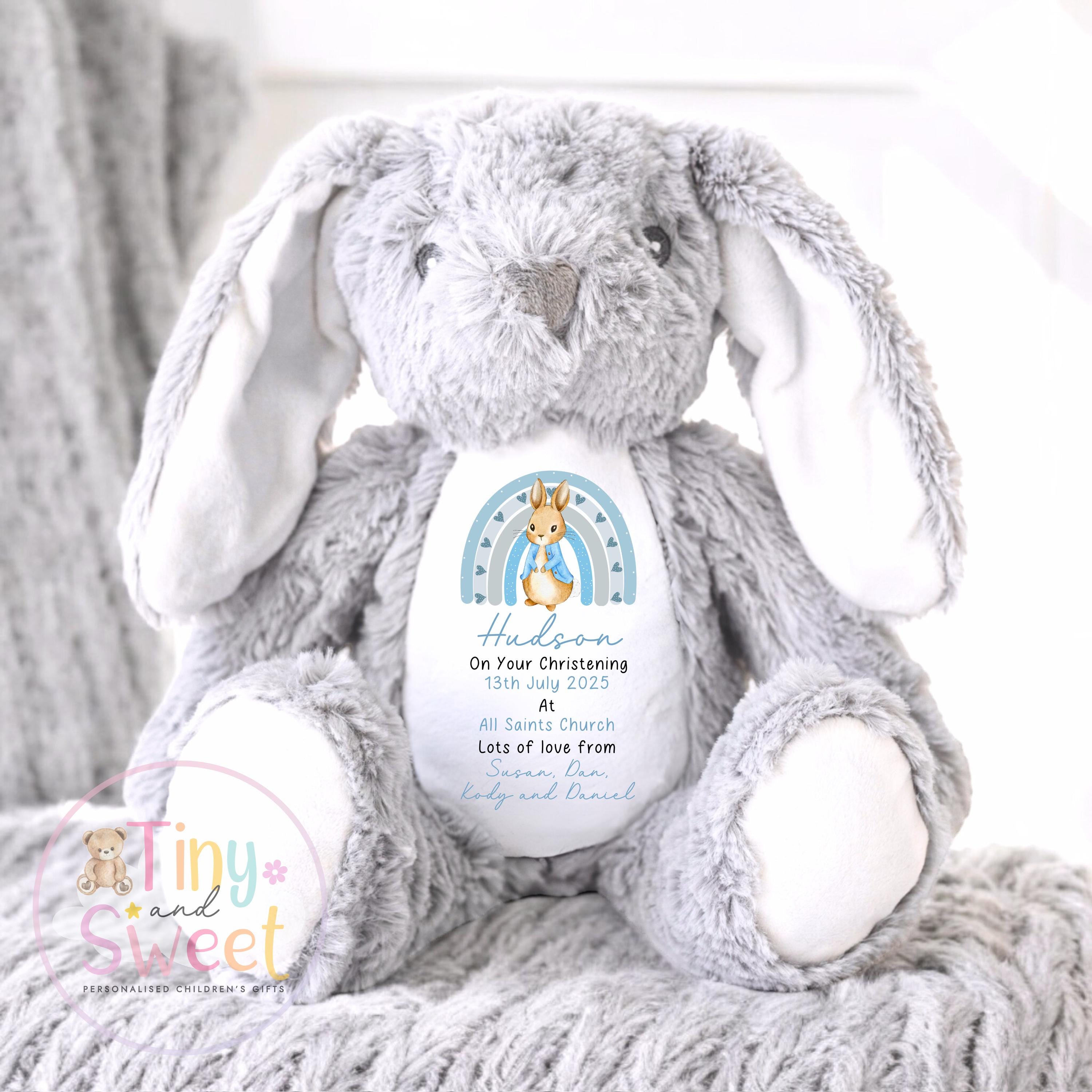Personalised Christening Bunny, Christening Gift, Christening Keepsake, Personalised Christening Gifts, Baptism Gift, New Baby Gift