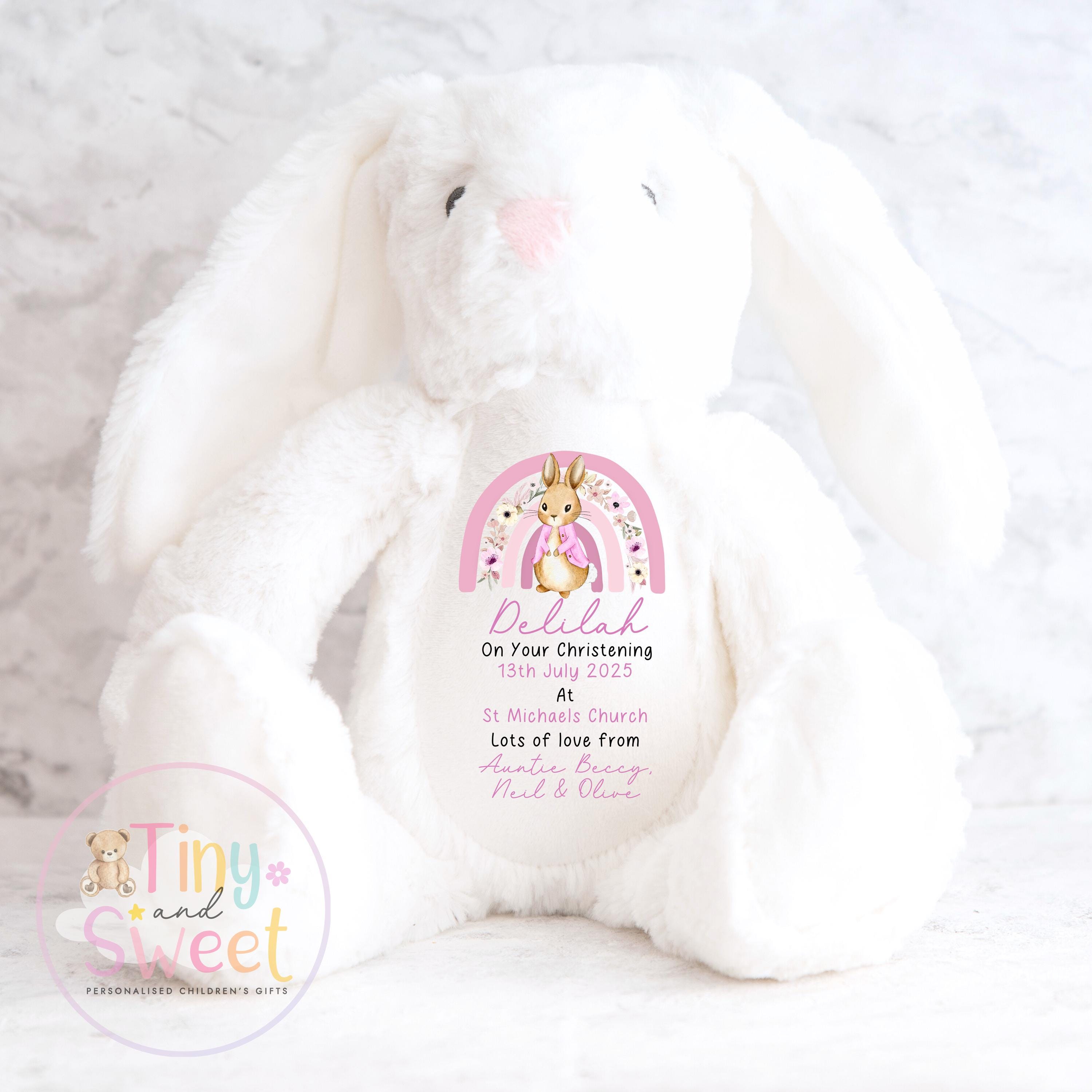 Personalised Christening Bunny, Christening Gift, Christening Keepsake, Personalised Christening Gifts, Baptism Gift, New Baby Gift