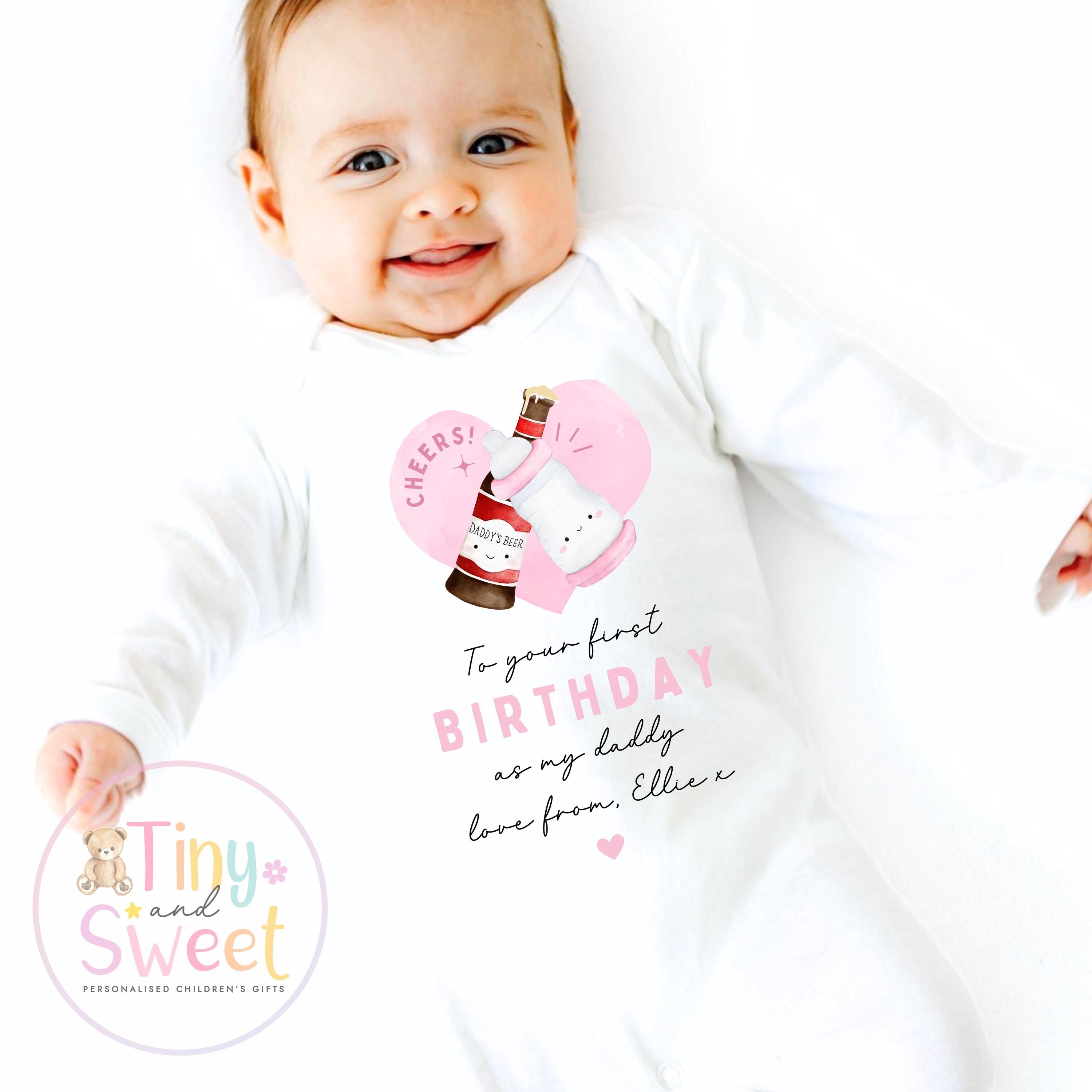 Happy Birthday Daddy, 1st Birthday as My Daddy, Cheers, New Dad Gift, Dad Birthday, Daddy Birthday, Sleepsuit Babygrow Bodysuit Dad Birthday