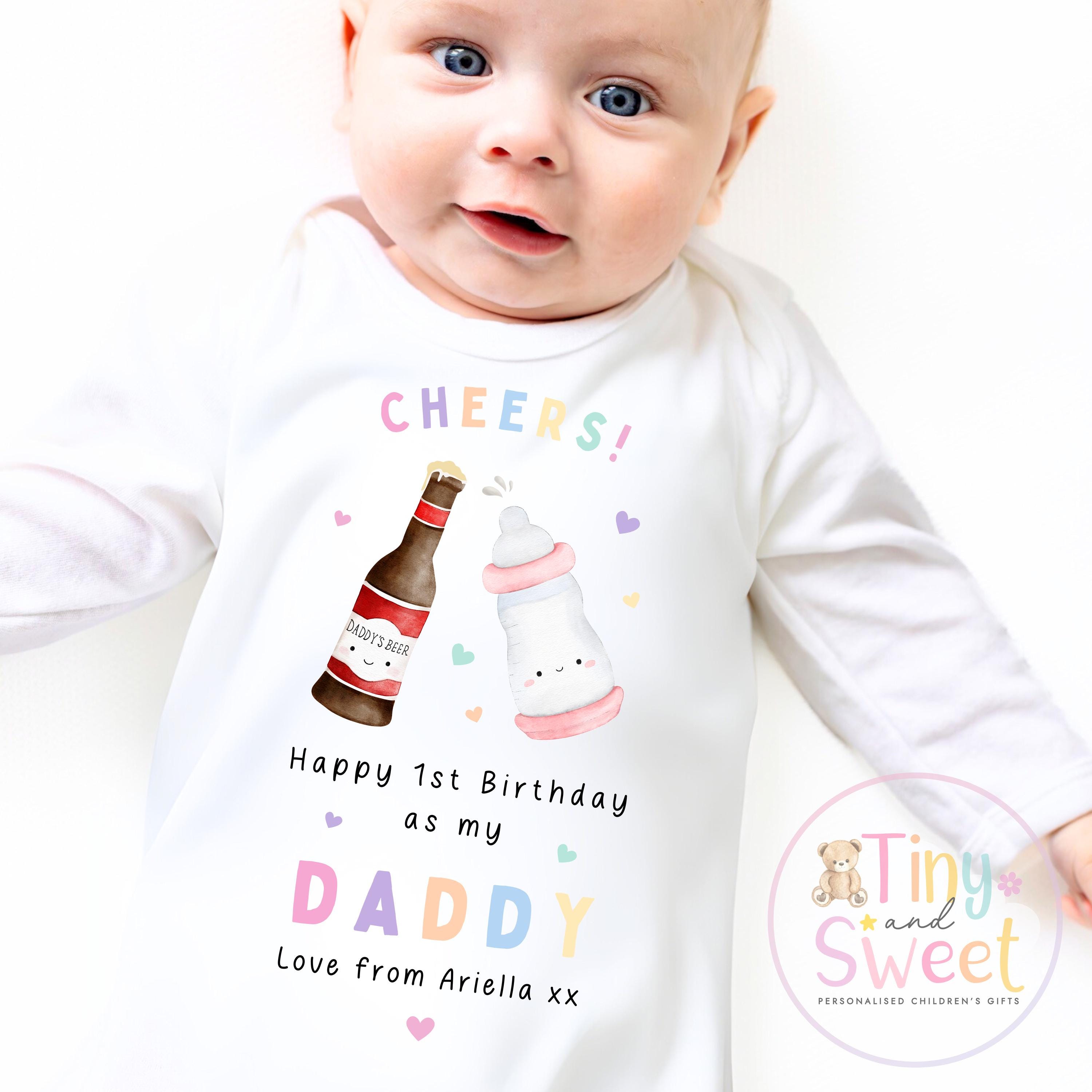 Happy Birthday Daddy, 1st Birthday as My Daddy, Cheers, New Dad Gift, Dad Birthday, Daddy Birthday, Sleepsuit Babygrow Bodysuit Dad Birthday