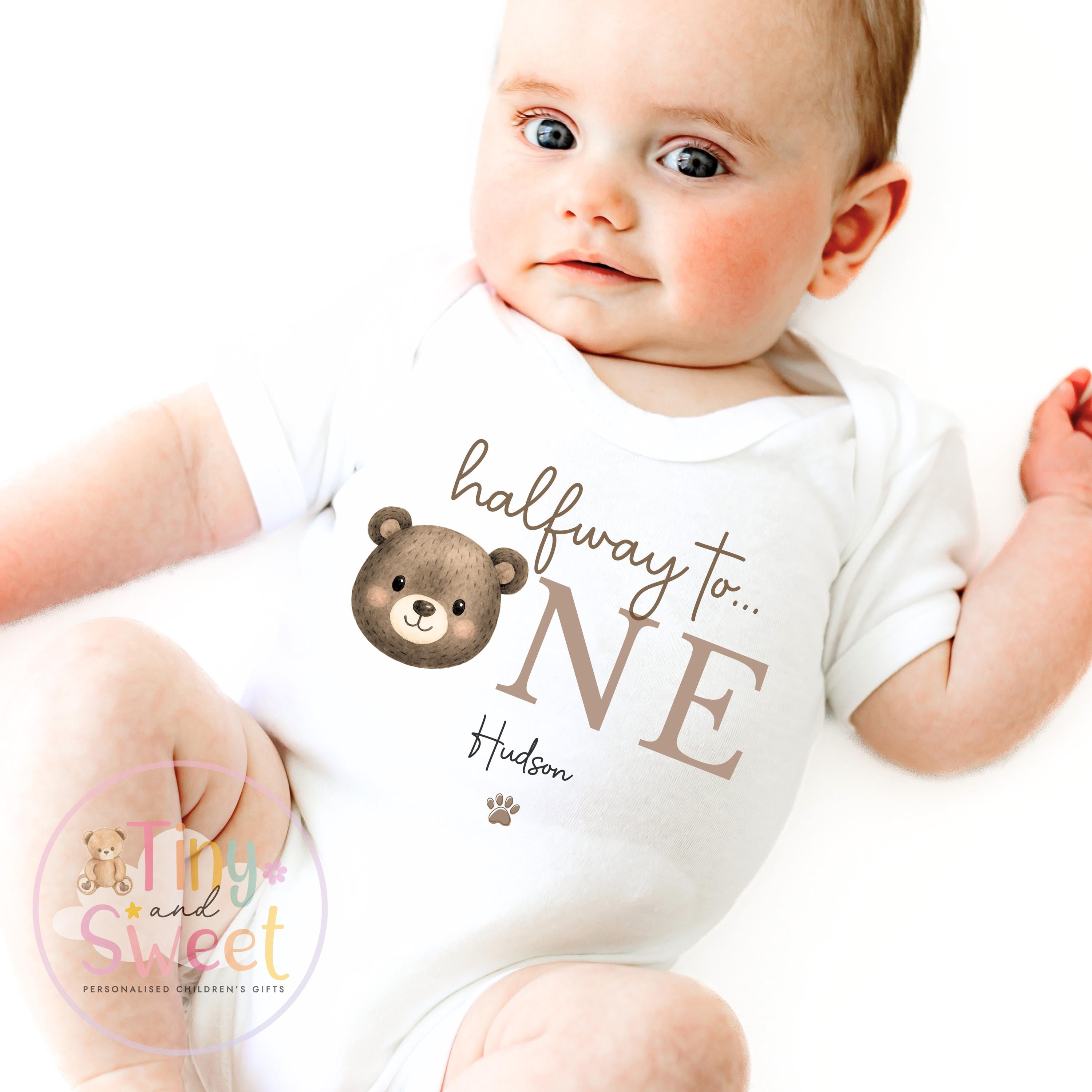 Half way to one t shirt, half birthday sleepsuits, Half Way To One Bodysuit, half birthday t shirt, 6 month birthday, half birthday