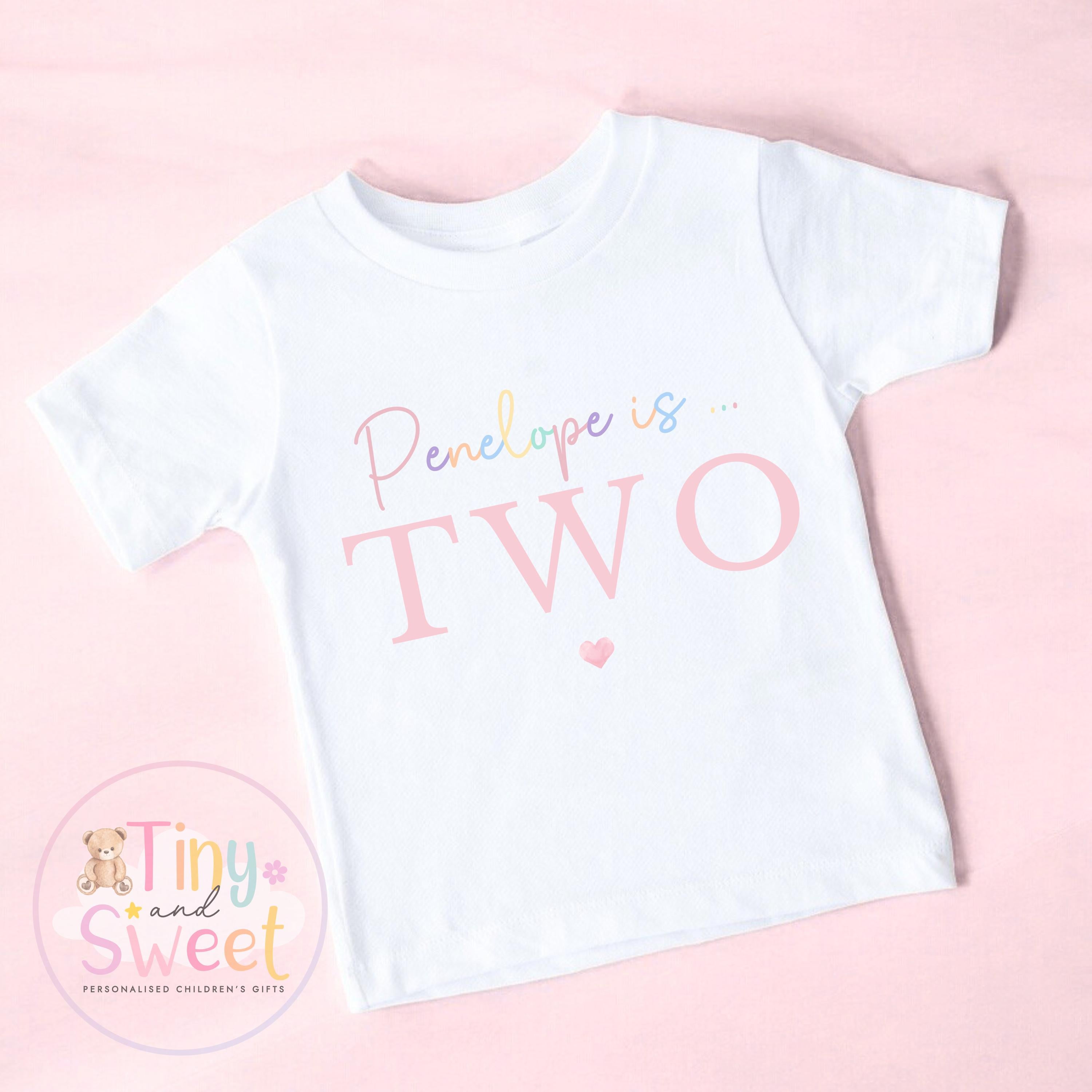 Personalised Pastel Rainbow Birthday T-shirt, 1st Birthday T Shirt, 2nd Birthday T Shirt, 3rd Birthday, Pastel Rainbow Birthday