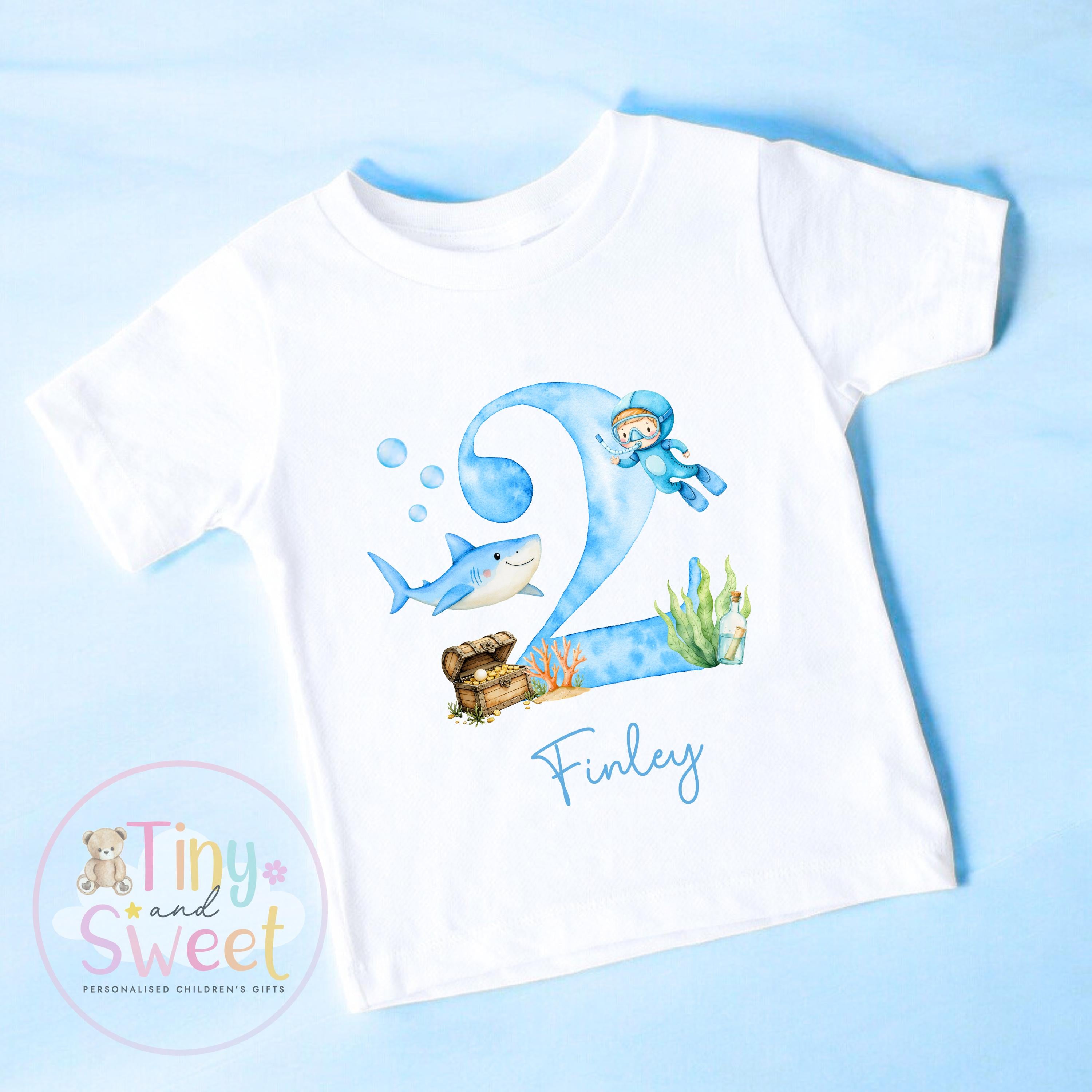 Personalised Birthday T-shirt, 1st Birthday T Shirt, Under the sea 1st Birthday T Shirt, 2nd Birthday, 3rd Birthday