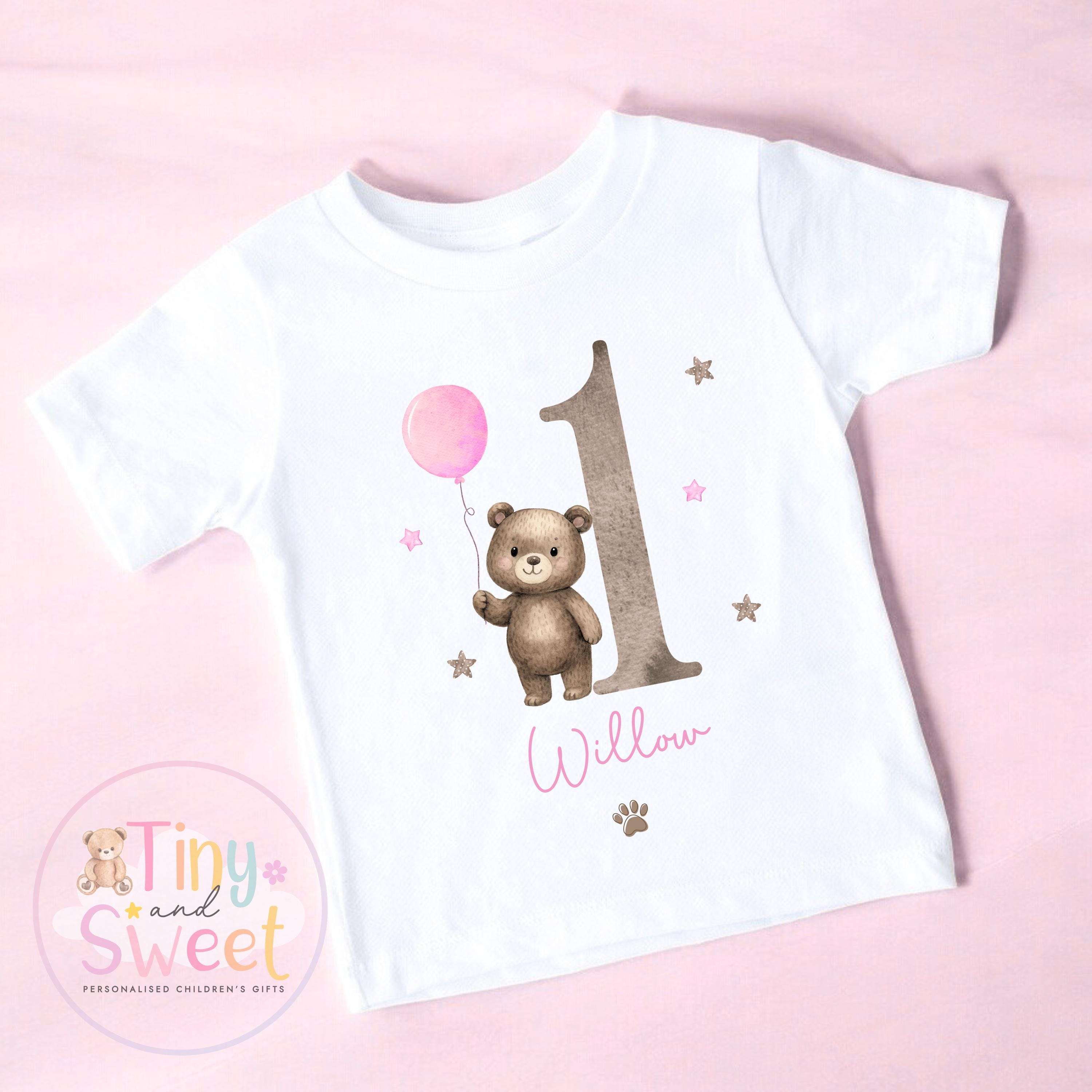 Personalised Teddy Bear Birthday T-shirt, 1st Birthday T Shirt, Teddy Bear 1st Birthday T Shirt, 2nd Birthday, 3rd Birthday