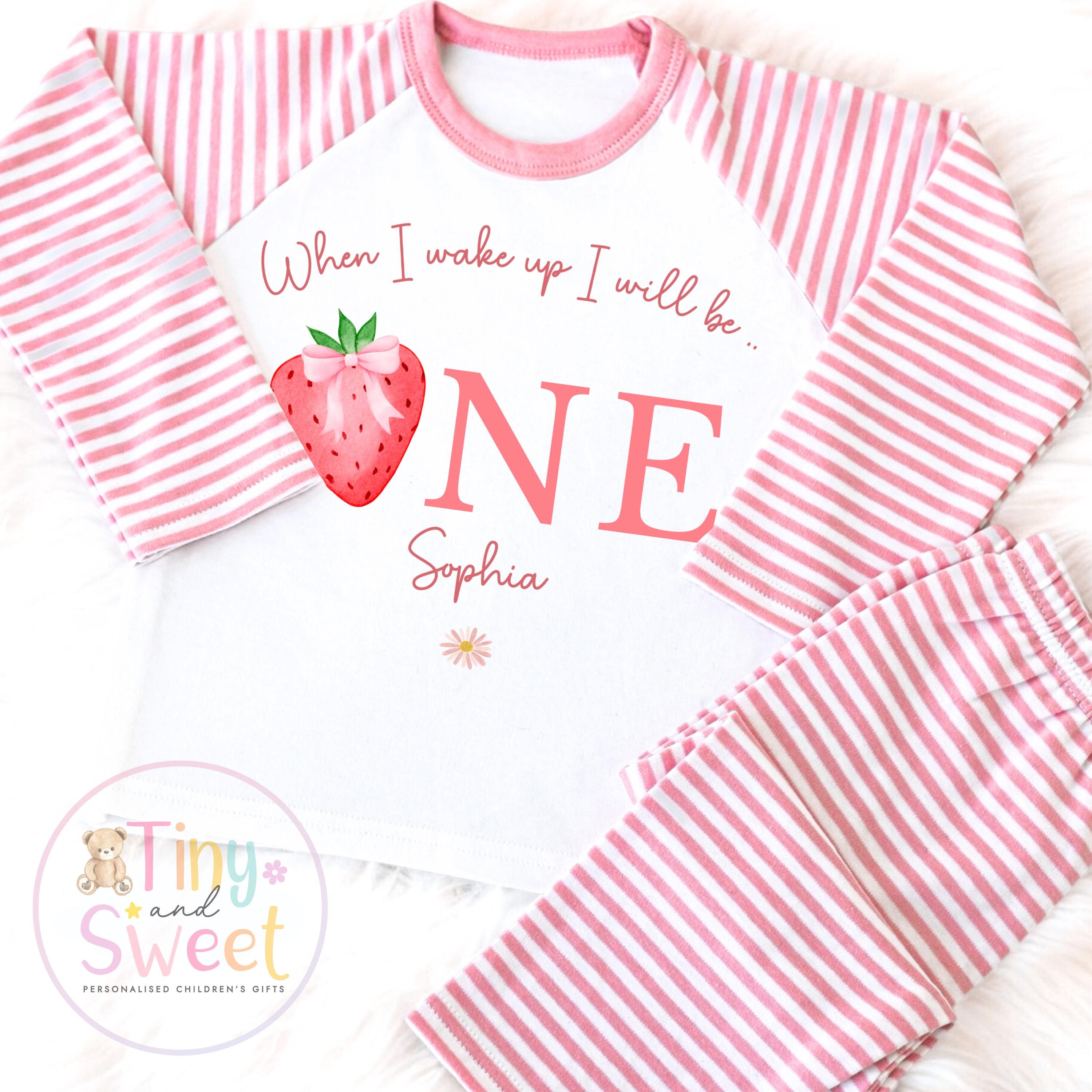 Personalised Toddler Baby Pyjamas, Berry First, When i wake up i&