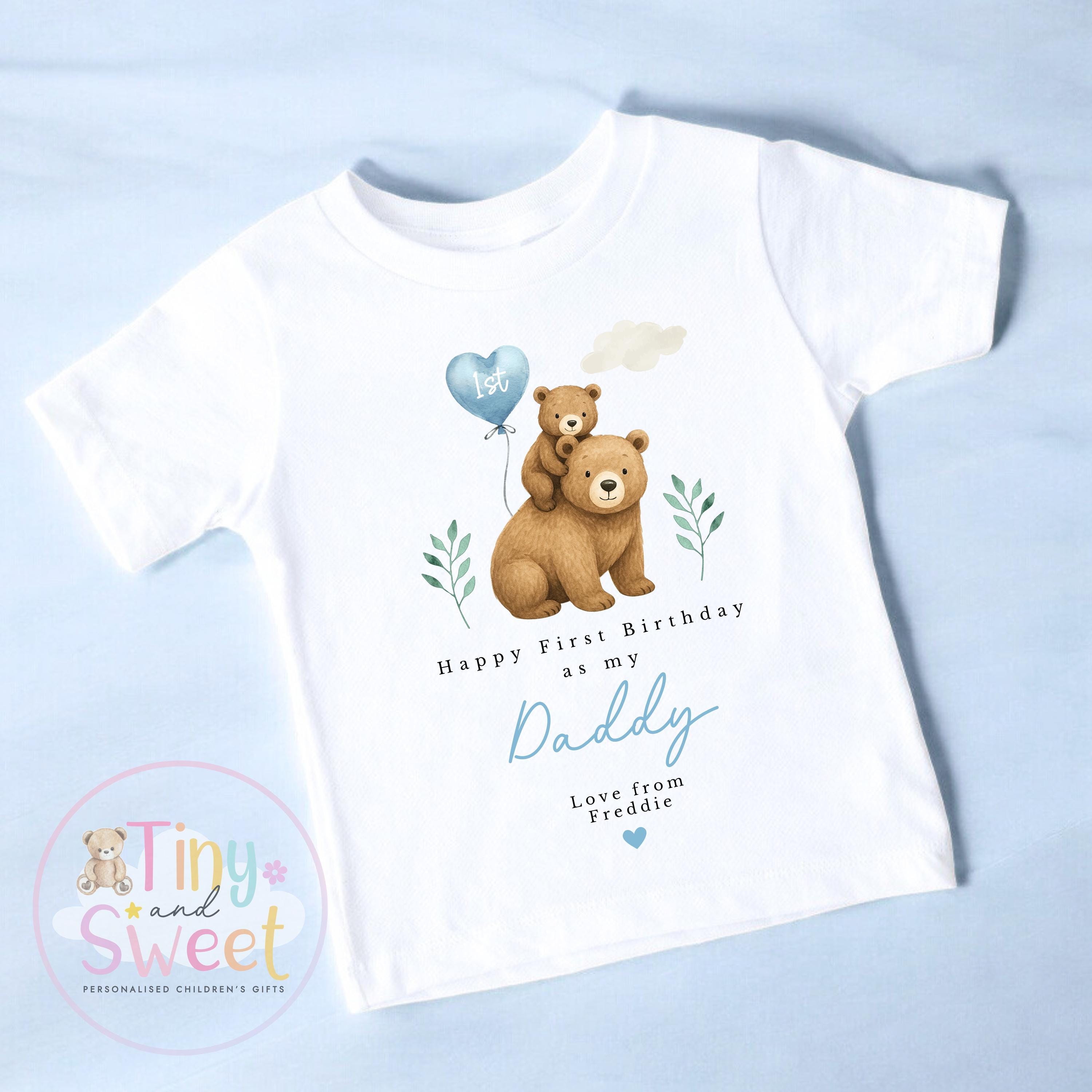 Happy First Birthday As My Daddy T Shirt - 1st Birthday As Daddy - Personalised Baby Boy Girl Gift - New Dad Present from Baby