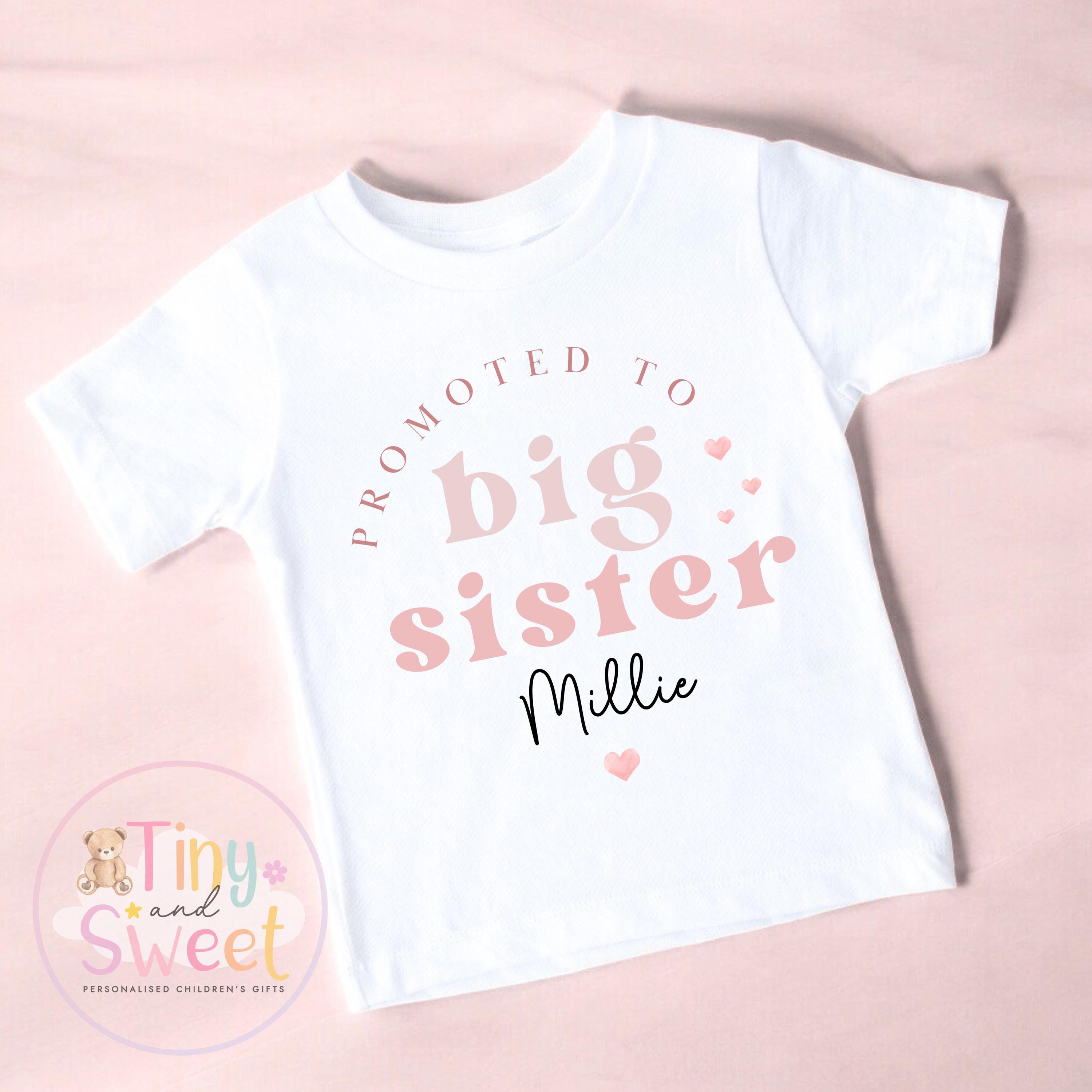 Personalised Big Sister T-Shirt | New Sibling Announcement Shirt | Custom Name Kids Top | Pregnancy Reveal Outfit | Baby Announcement Gift