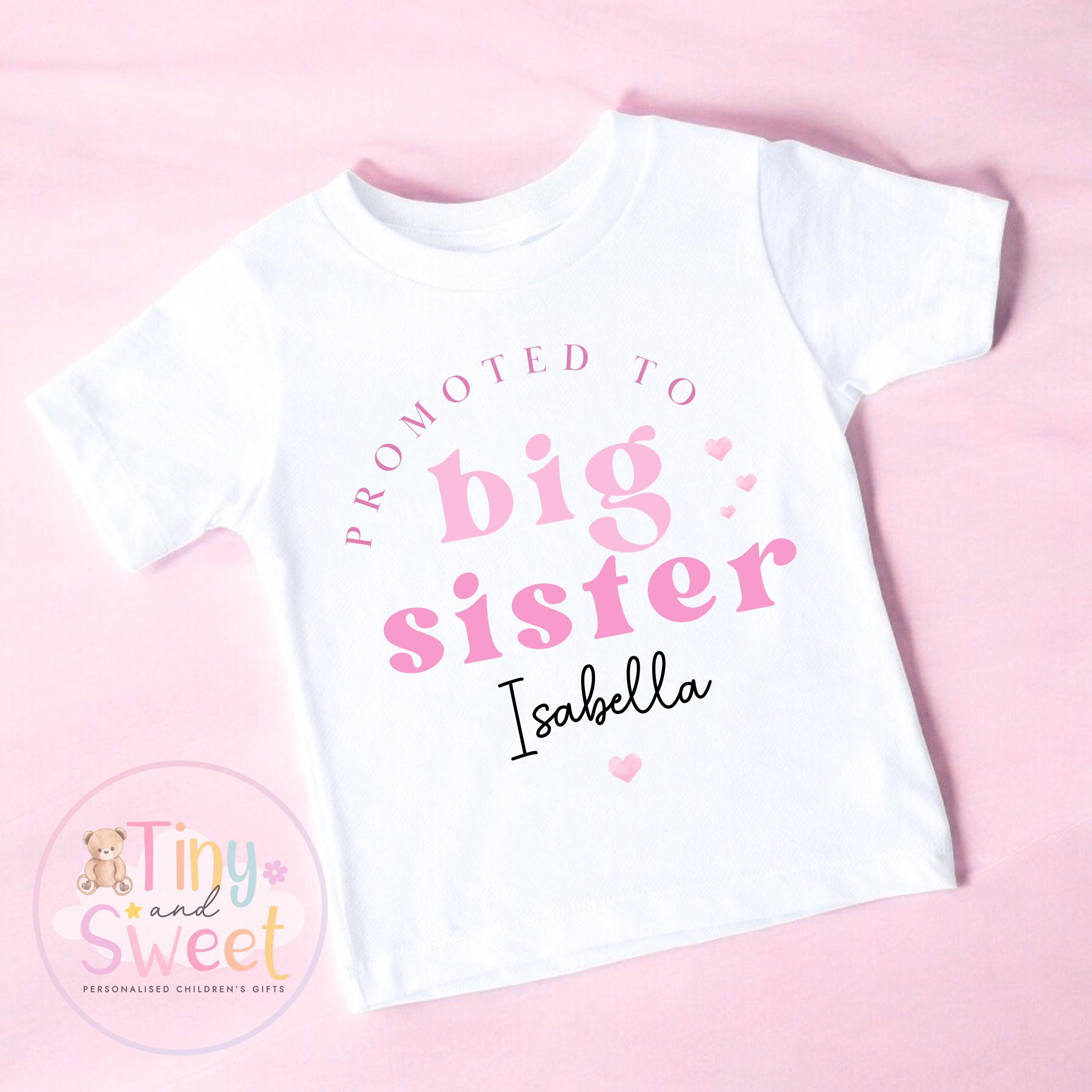 Personalised Big Sister T-Shirt | New Sibling Announcement Shirt | Custom Name Kids Top | Pregnancy Reveal Outfit | Baby Announcement Gift