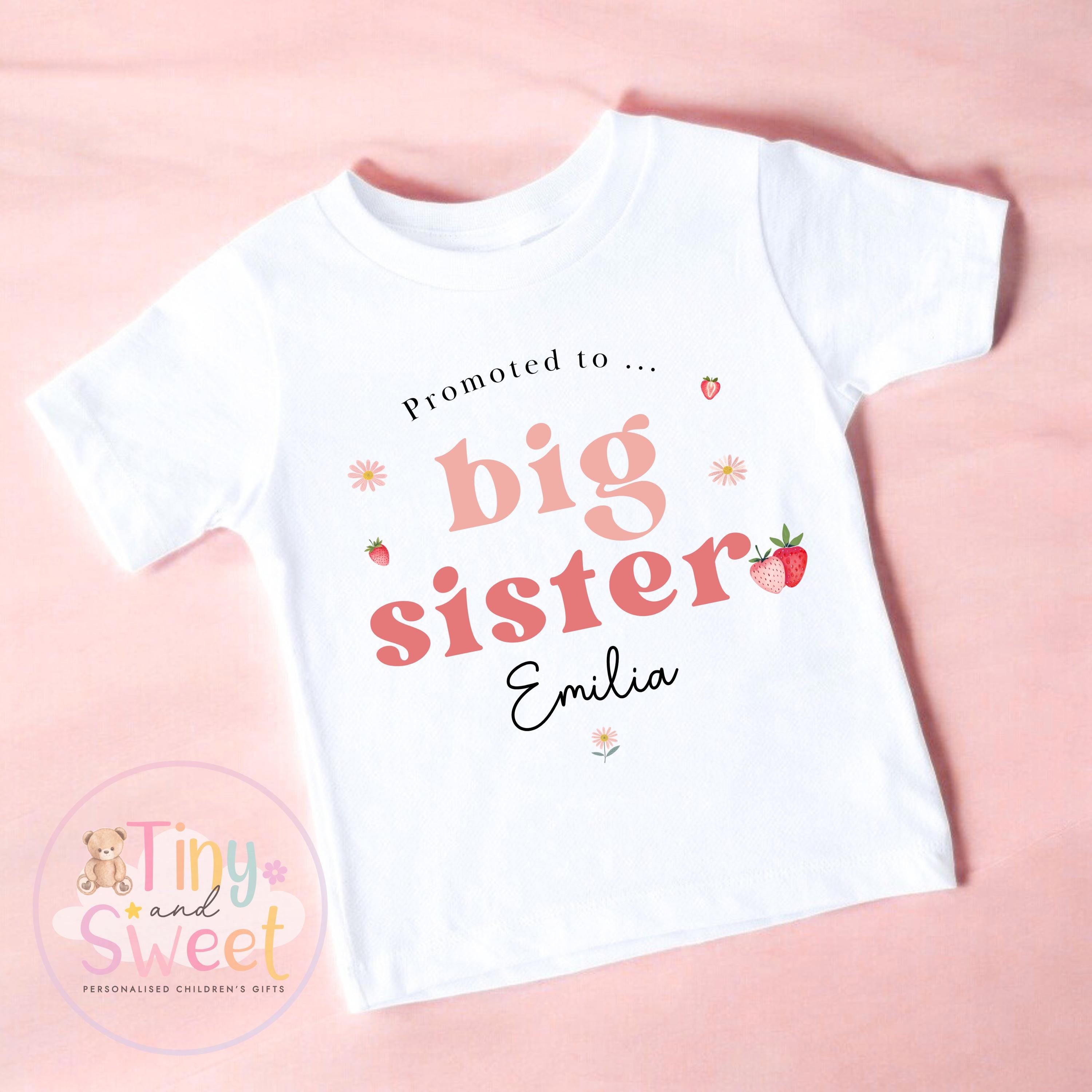 Personalised Big Sister T-Shirt | New Sibling Announcement Shirt | Custom Name Kids Top | Pregnancy Reveal Outfit | Baby Announcement Gift